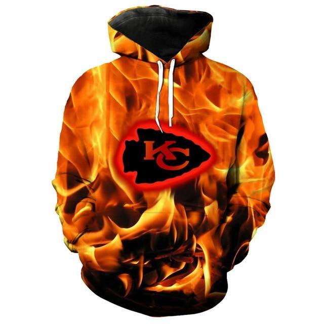 Kansas City Chiefs Hoodie 3d Flame Sweatshirt Jacket Pullover