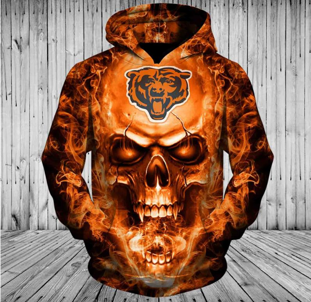 Cheapest Nfl 3d Skull Chicago Bears Hoodie – Zip Up & Pullover
