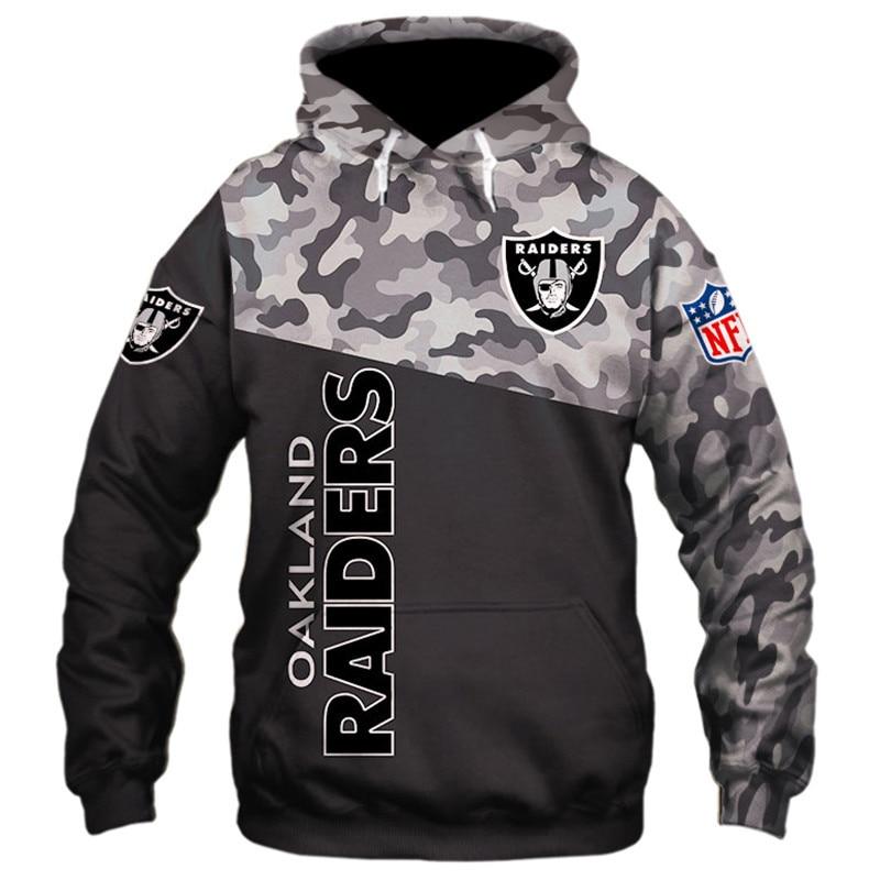 Oakland Raiders Men's Military 3d Hoodie Sweatshirt Pullover