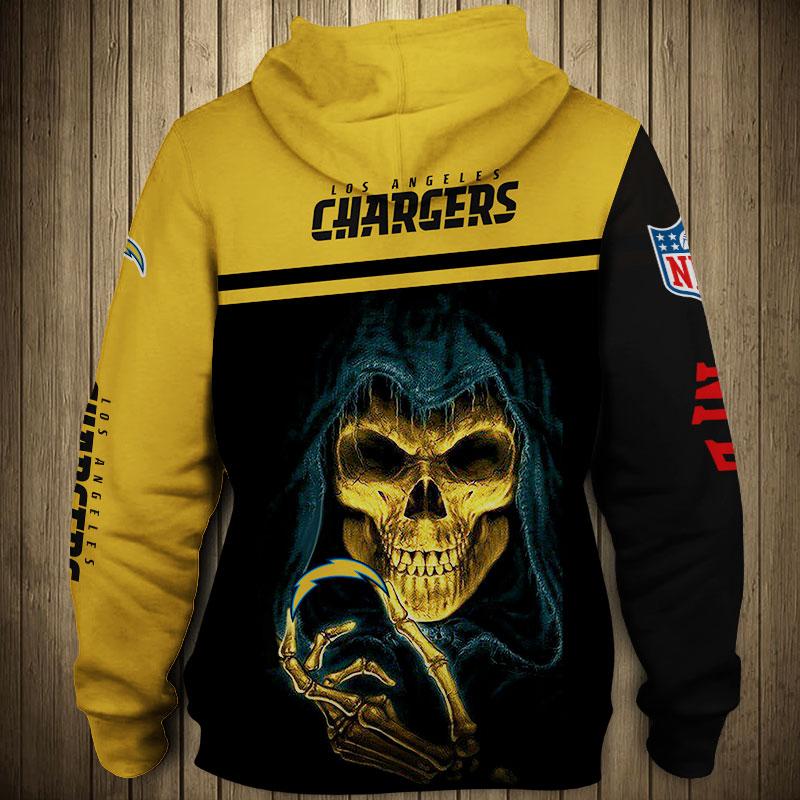 Los Angeles Chargers 3d Skull Sweatshirt Pullover Hoodie