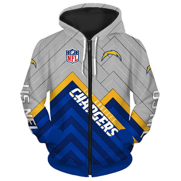 Los Angeles Chargers Zip Up Hoodie 3d Sweatshirt Pullover Long Sleeve
