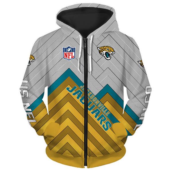 Jacksonville Jaguars Zip Up Hoodie 3d Sweatshirt Long Sleeve Pullover