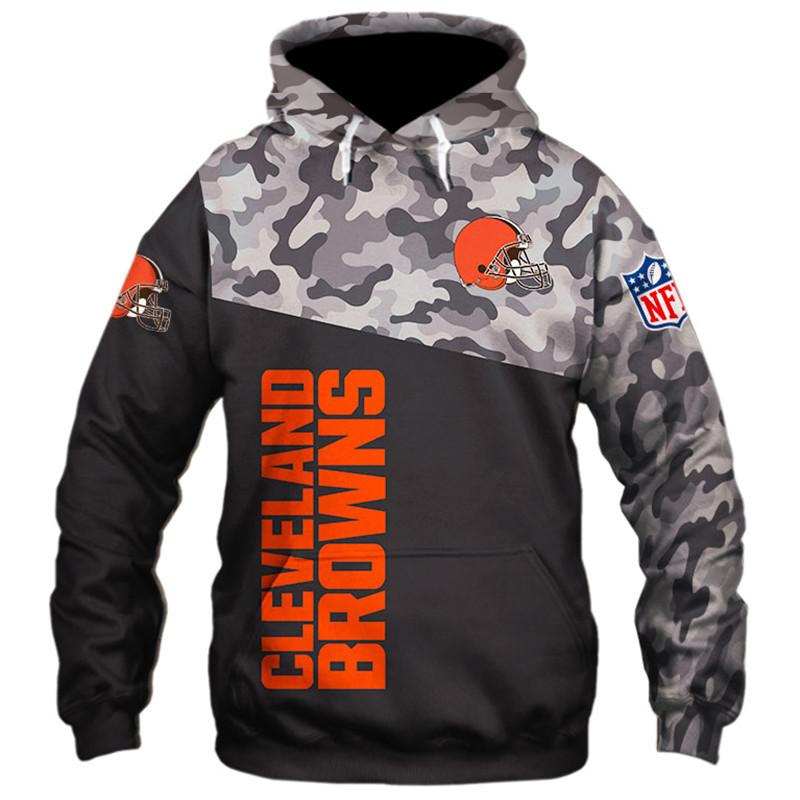 Cleveland Browns Military 3d Hoodie Long Sleeve Sweatshirt