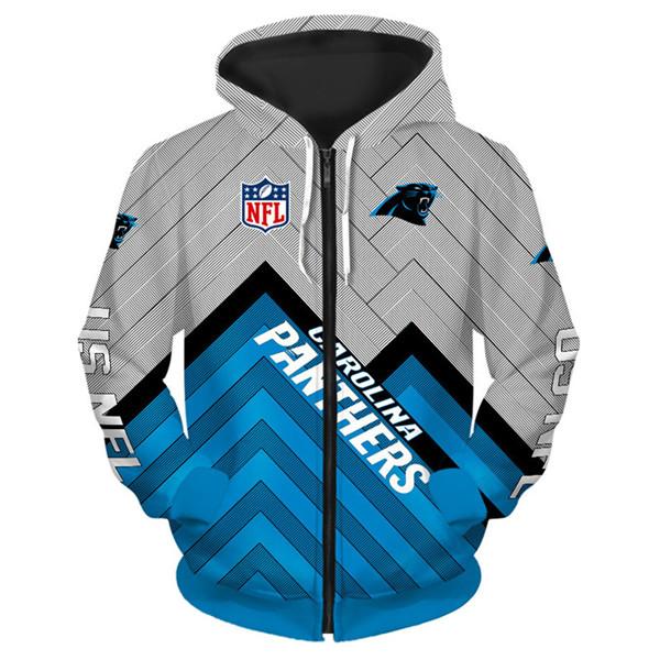 Carolina Panthers 3d Zip Up Hoodie Long Sleeve Sweatshirt
