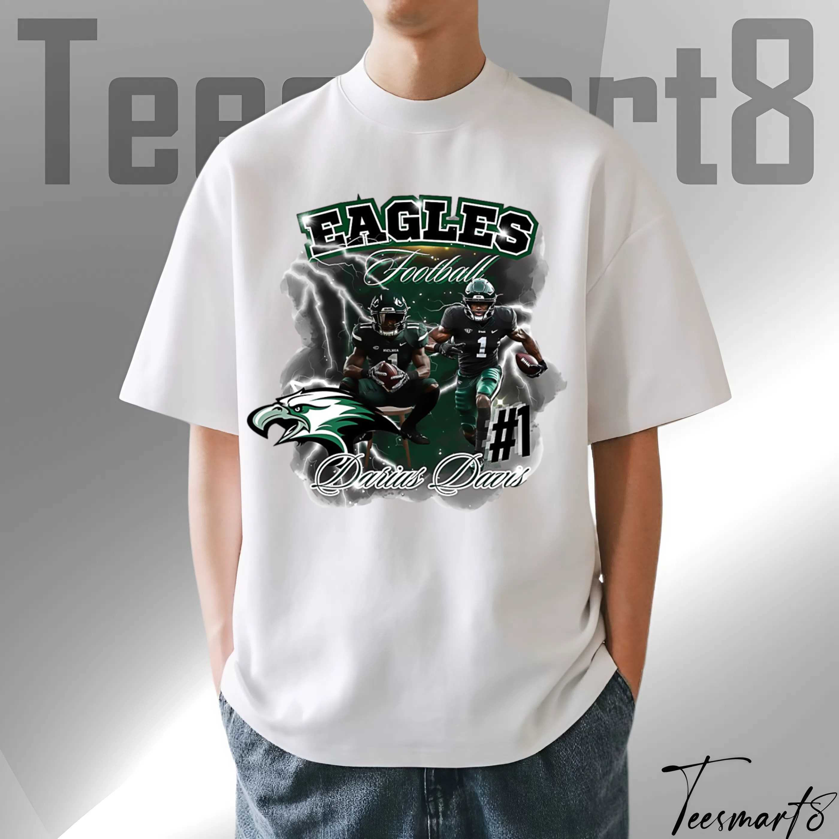Philadelphia Eagles Darius Davis Midnight Green Football T-Shirt 2025
