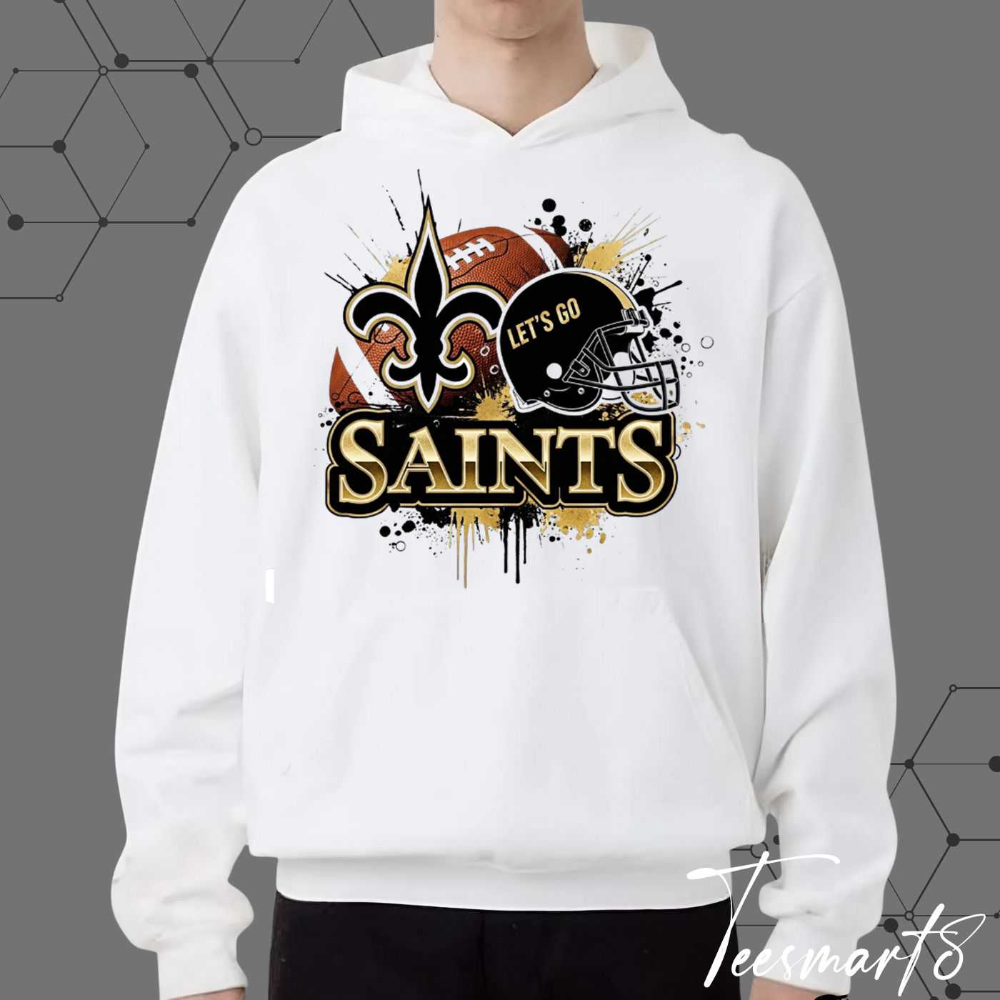 New Orleans Saints Abstract Splash Hoodie - Nola Football Fan Apparel New Orleans Saints Abstract Splash Hoodie - Nola Football Fan Apparel