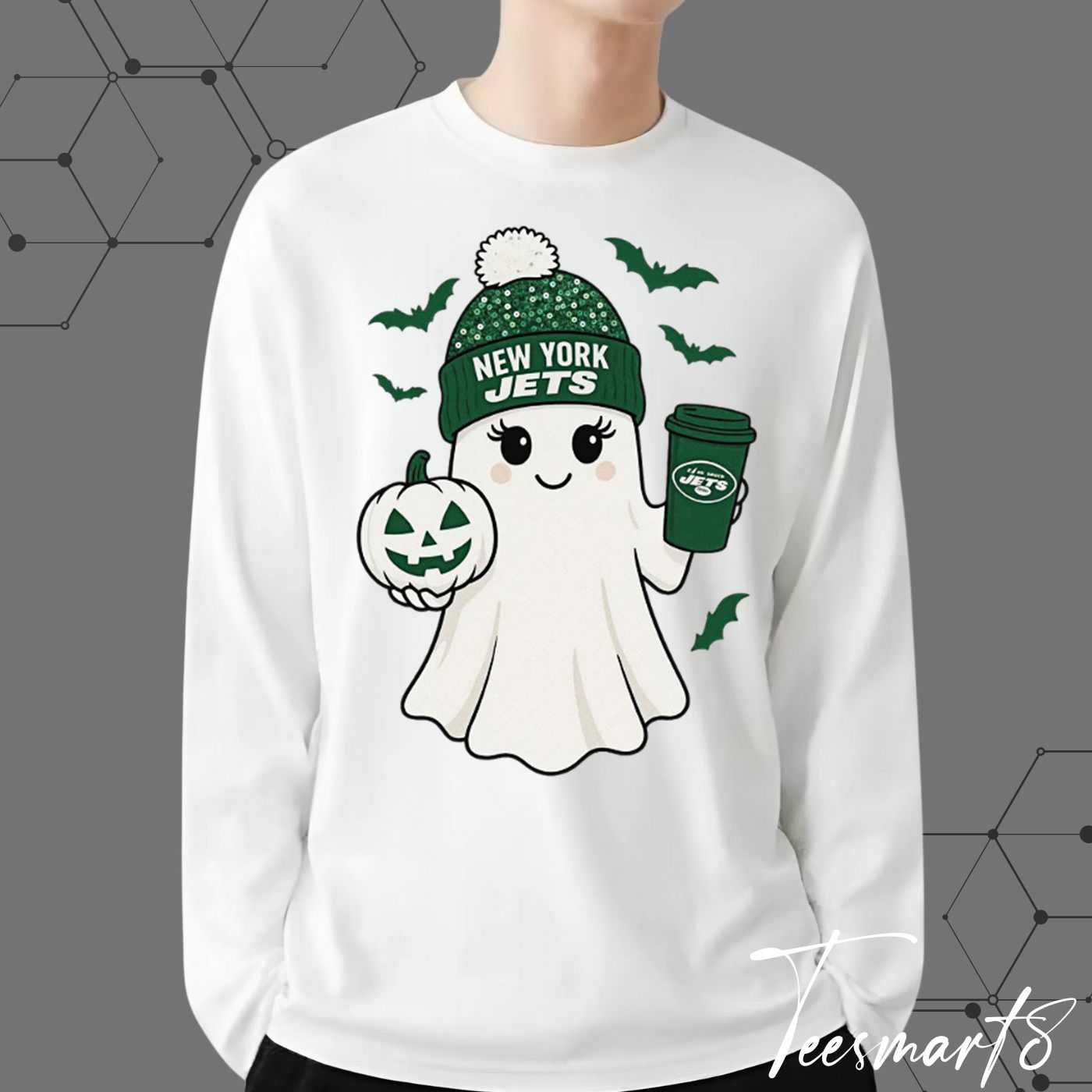 New York Jets Halloween Ghost Sweatshirt - Spooky Fan Apparel