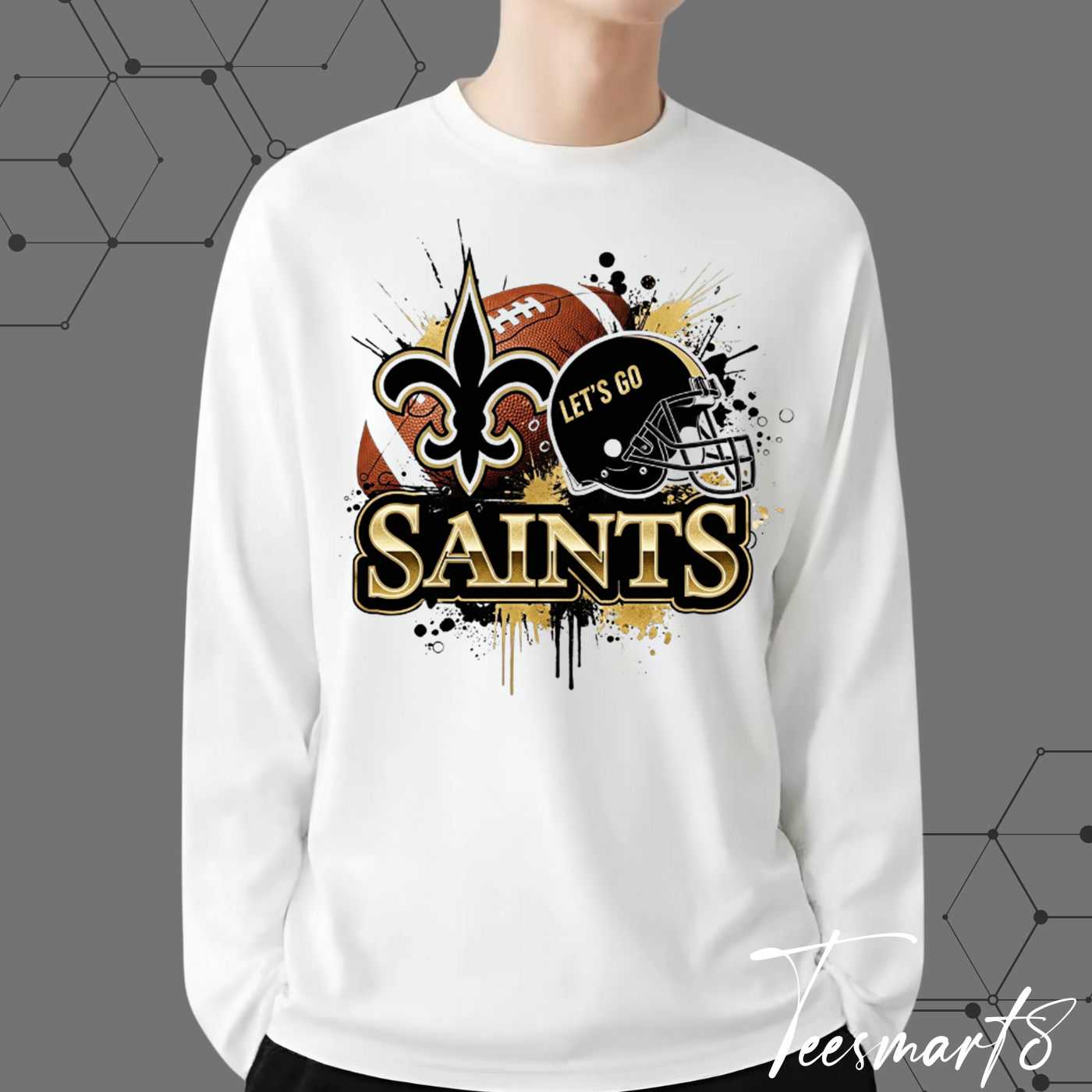 New Orleans Saints Grunge Hoodie - Distressed Logo Fan Apparel New Orleans Saints Grunge Hoodie - Distressed Logo Fan Apparel