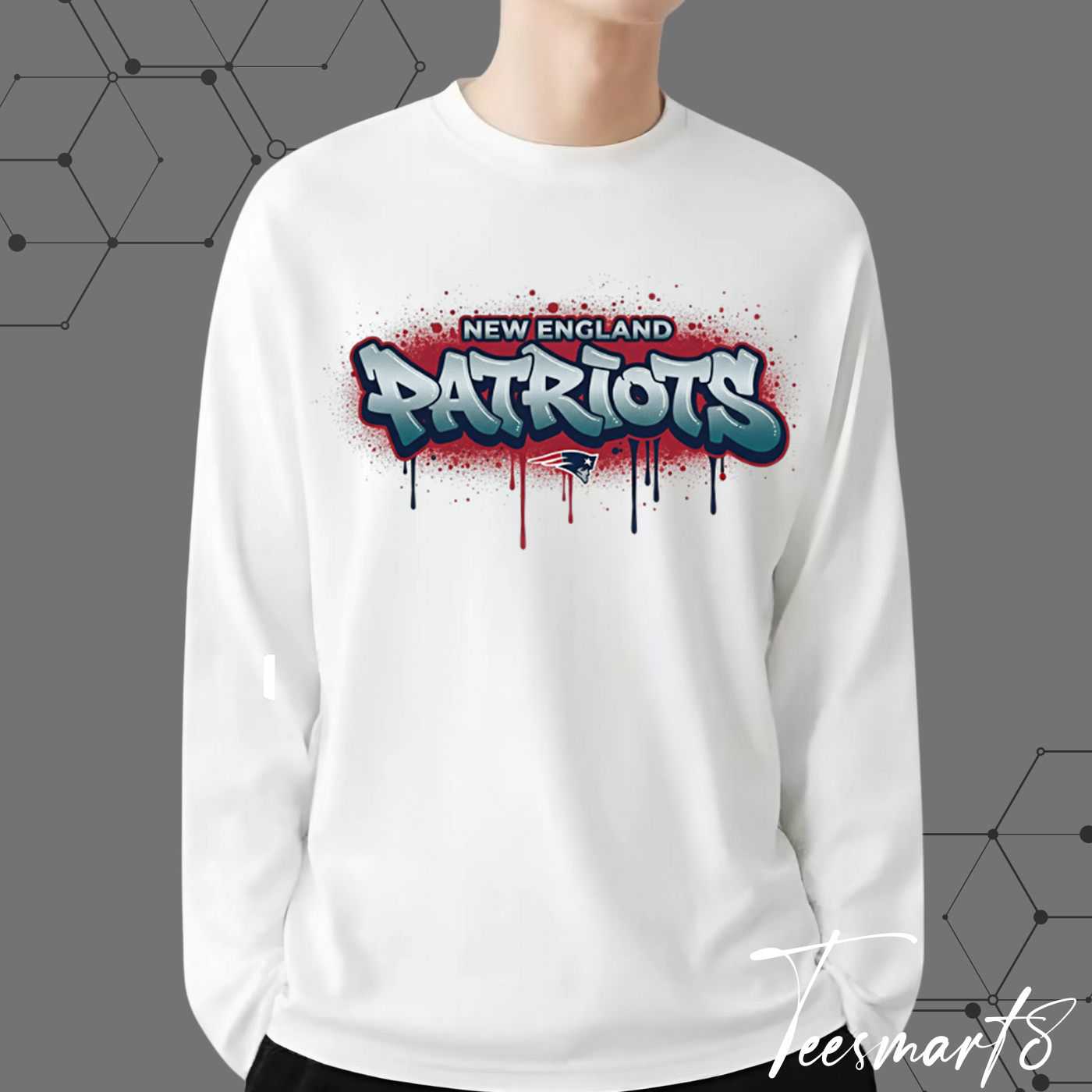 New England Patriots Street Style Hoodie - Graffiti & Grunge Design