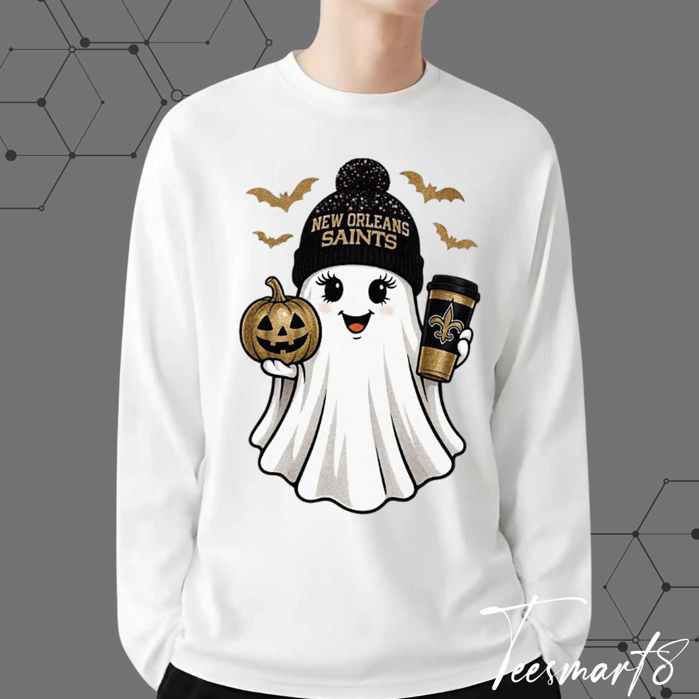 New Orleans Saints Halloween Ghost Sweatshirt - Spooky Fan Apparel
