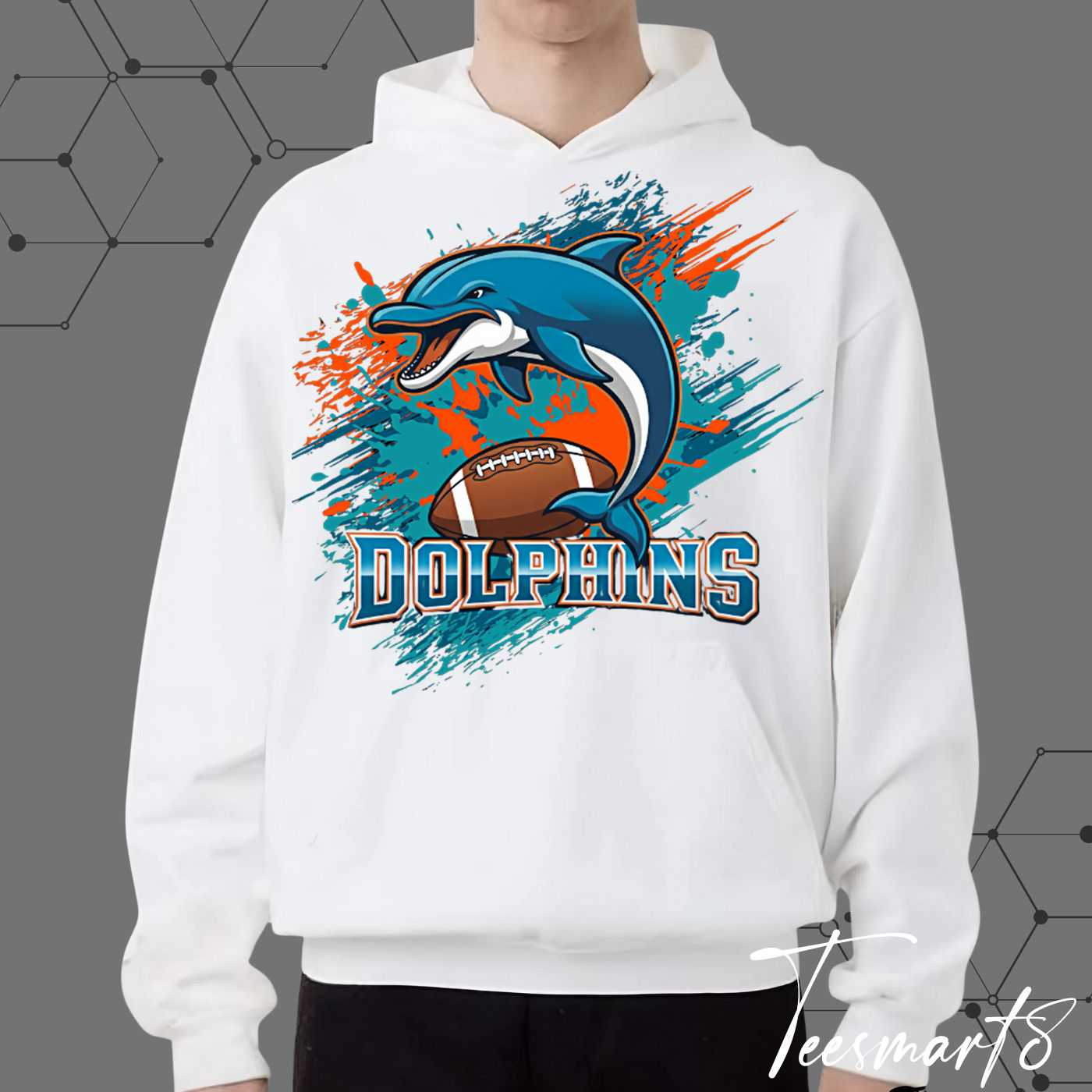 Miami Dolphins Grunge Hoodie - Distressed Logo Fan Apparel