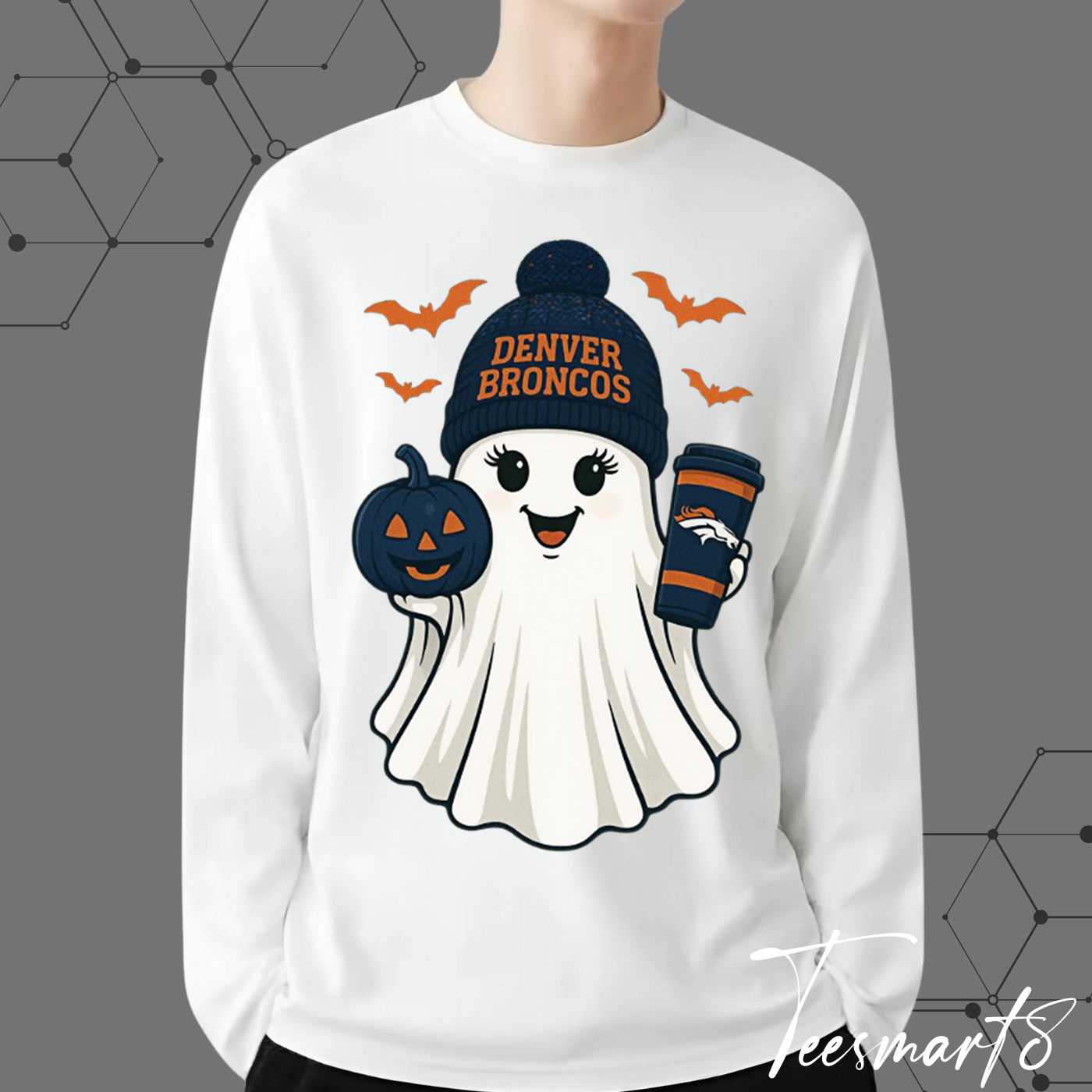 Denver Broncos Halloween Ghost Sweatshirt - Spooky Fan Apparel