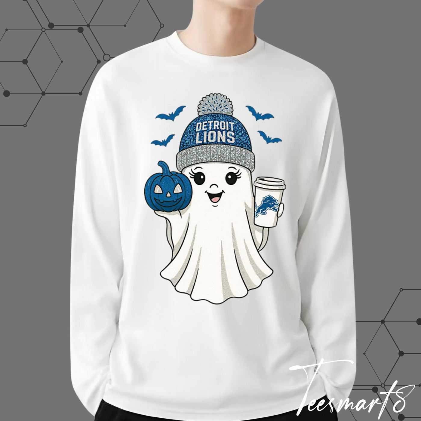 Detroit Lions Halloween Ghost Sweatshirt - Spooky Fan Apparel Detroit Lions Halloween Ghost Sweatshirt - Spooky Fan Apparel