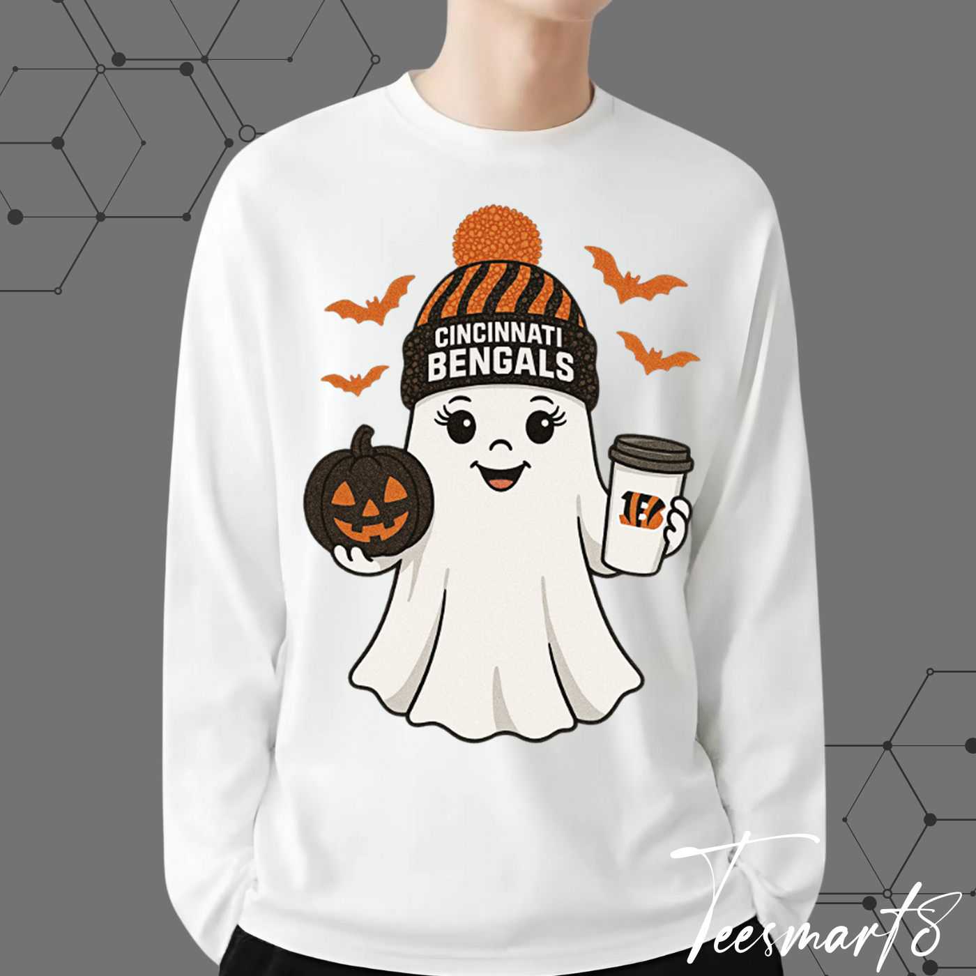 Cincinnati Bengals Halloween Ghost Sweatshirt - Spooky Fan Apparel Cincinnati Bengals Halloween Ghost Sweatshirt - Spooky Fan Apparel