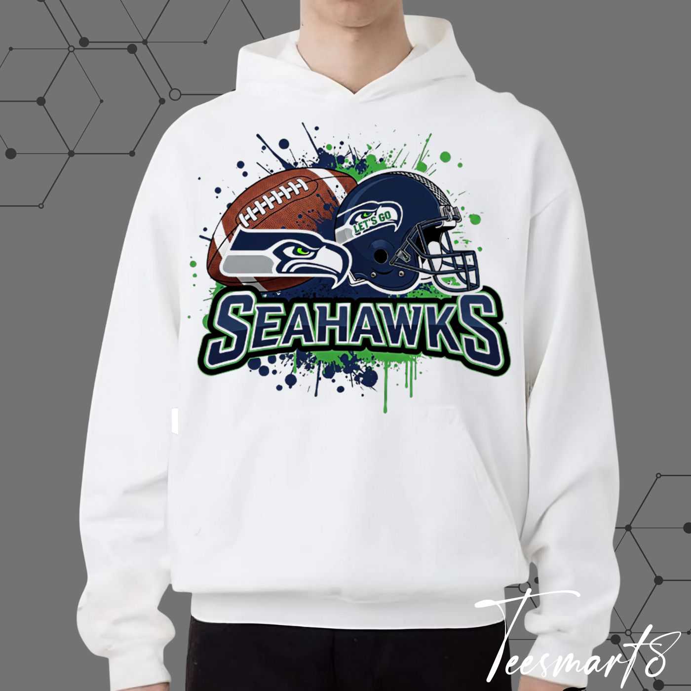 Seattle Seahawks Grunge Hoodie - Distressed Logo Fan Apparel