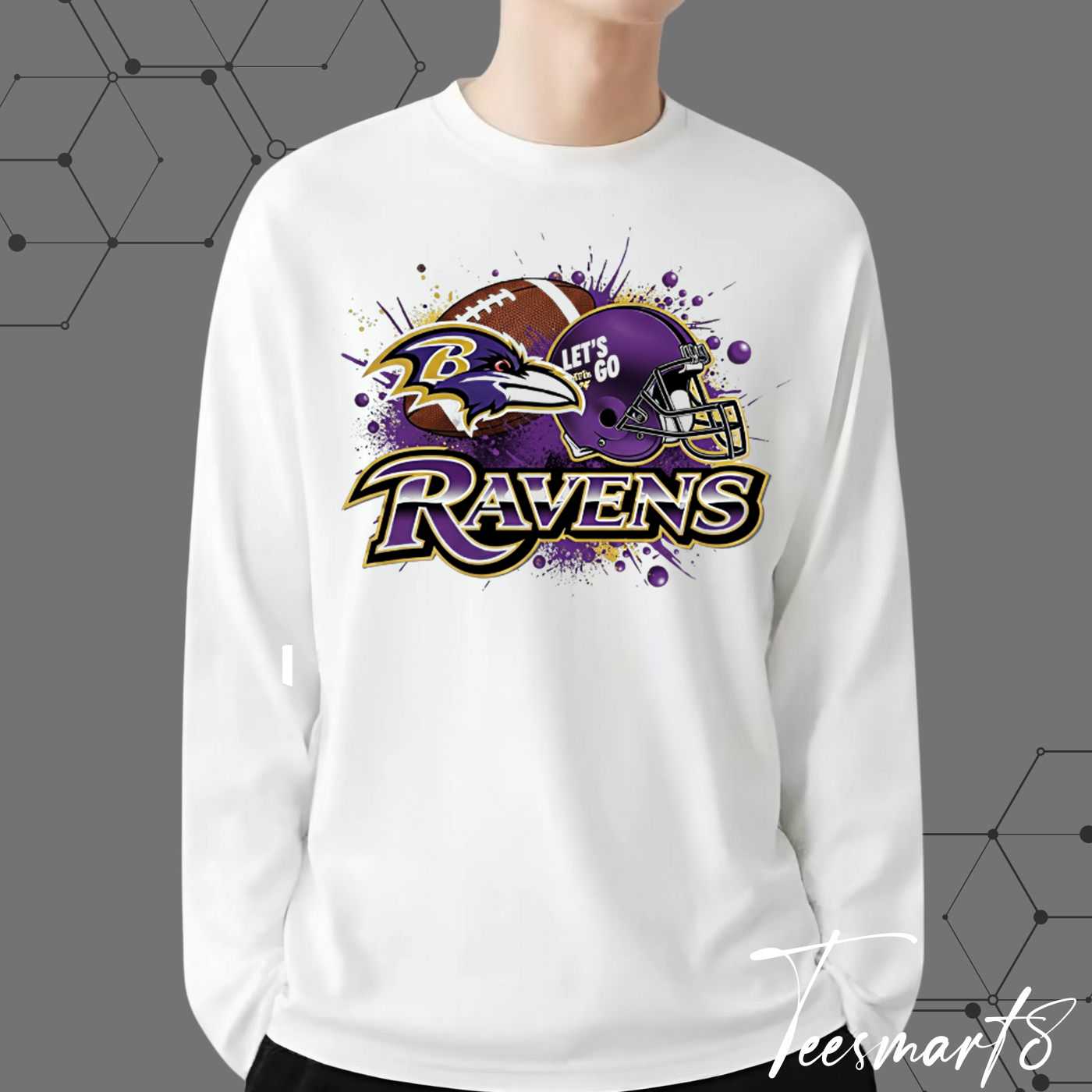Baltimore Ravens Grunge Hoodie - Distressed Logo Fan Apparel