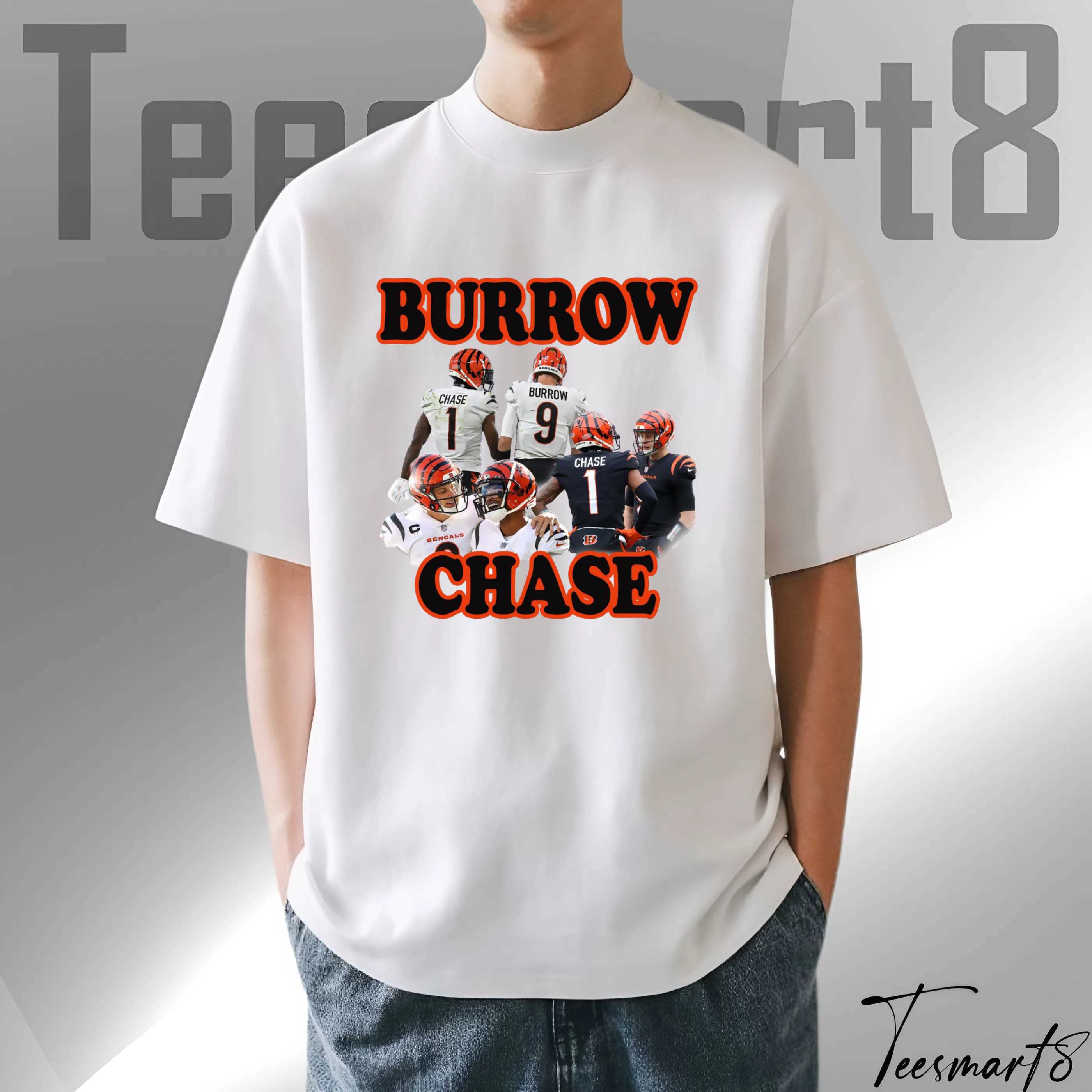 Joe Burrow & Ja’marr Chase T-Shirt – Cincinnati Bengals Dynamic Duo Graphic Tee