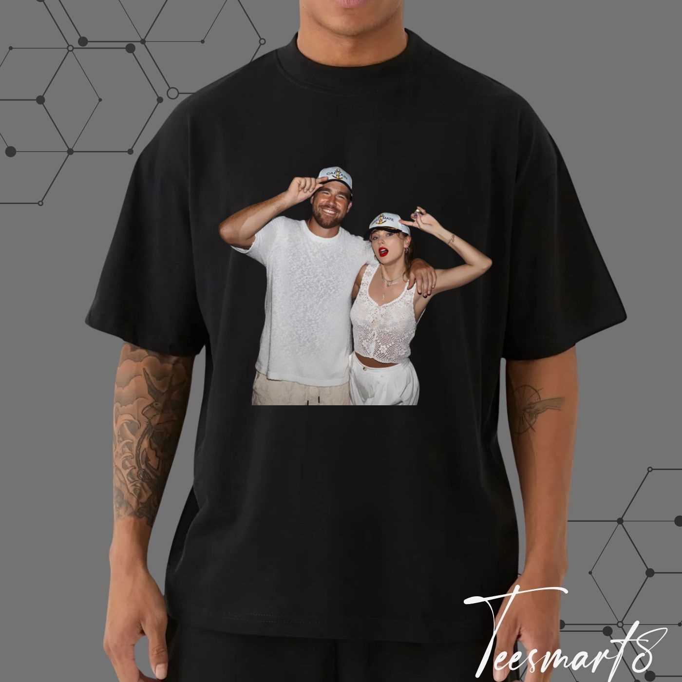 Taylor Swift And Travis Kelce Love Story Football T-Shirt – Swiftie X Chiefs Fans Tee