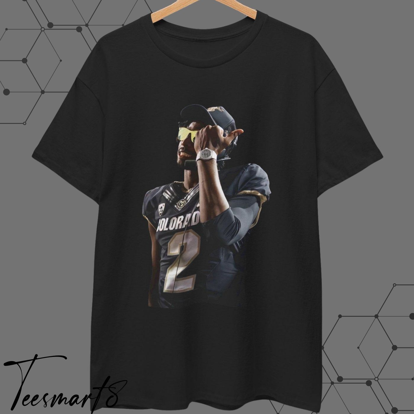 Shedeur Sanders Signature Watch Celebration T-Shirt – College Football Fan Tee