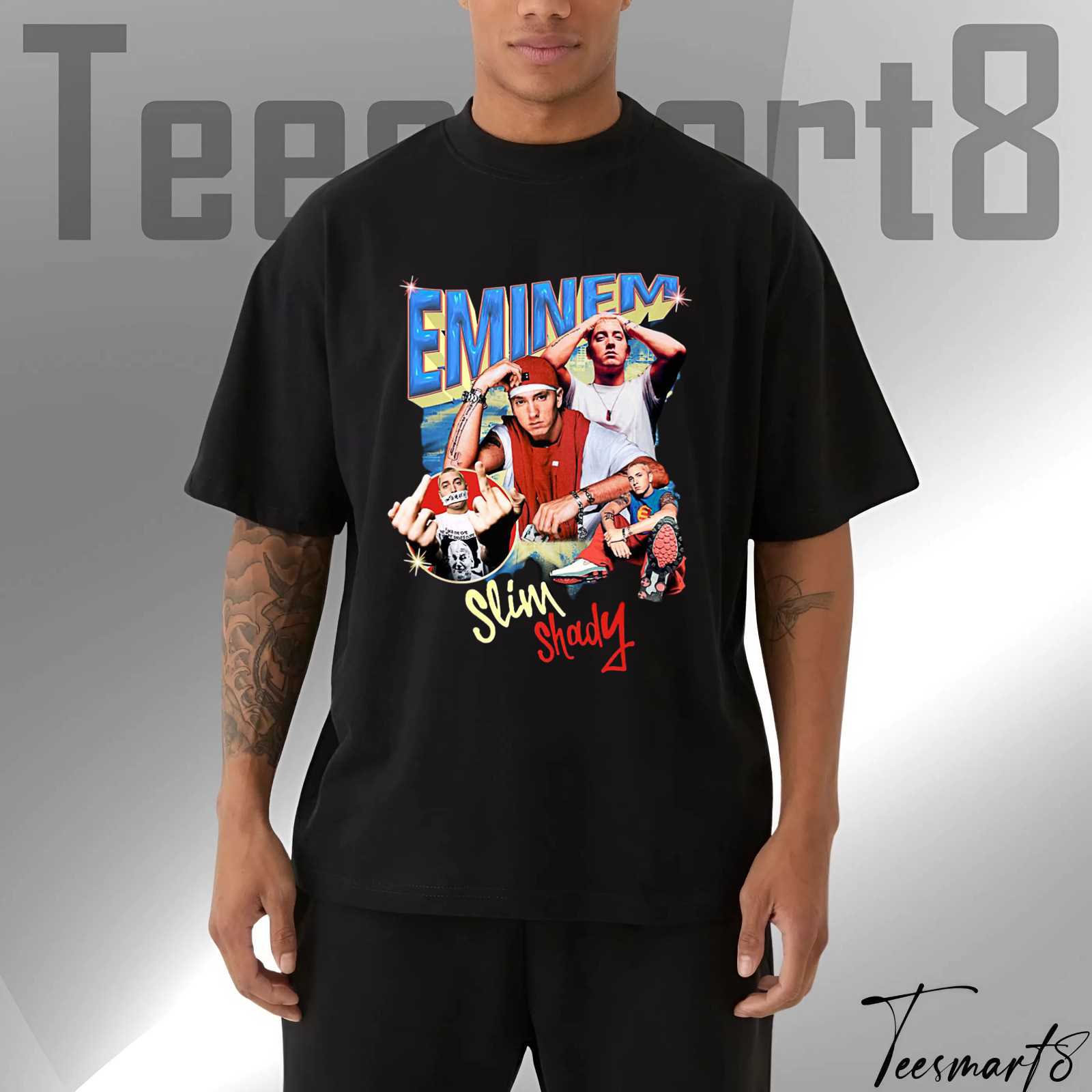 Eminem T-Shirt – Rap Icon Graphic Print Tee, Hip Hop Music Fan Shirt, Vintage Streetwear Style