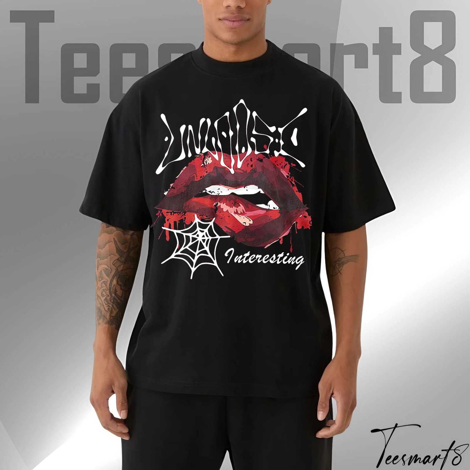Stylish Lip Pattern Shirt – Casual Breathable Crew Neck Tee