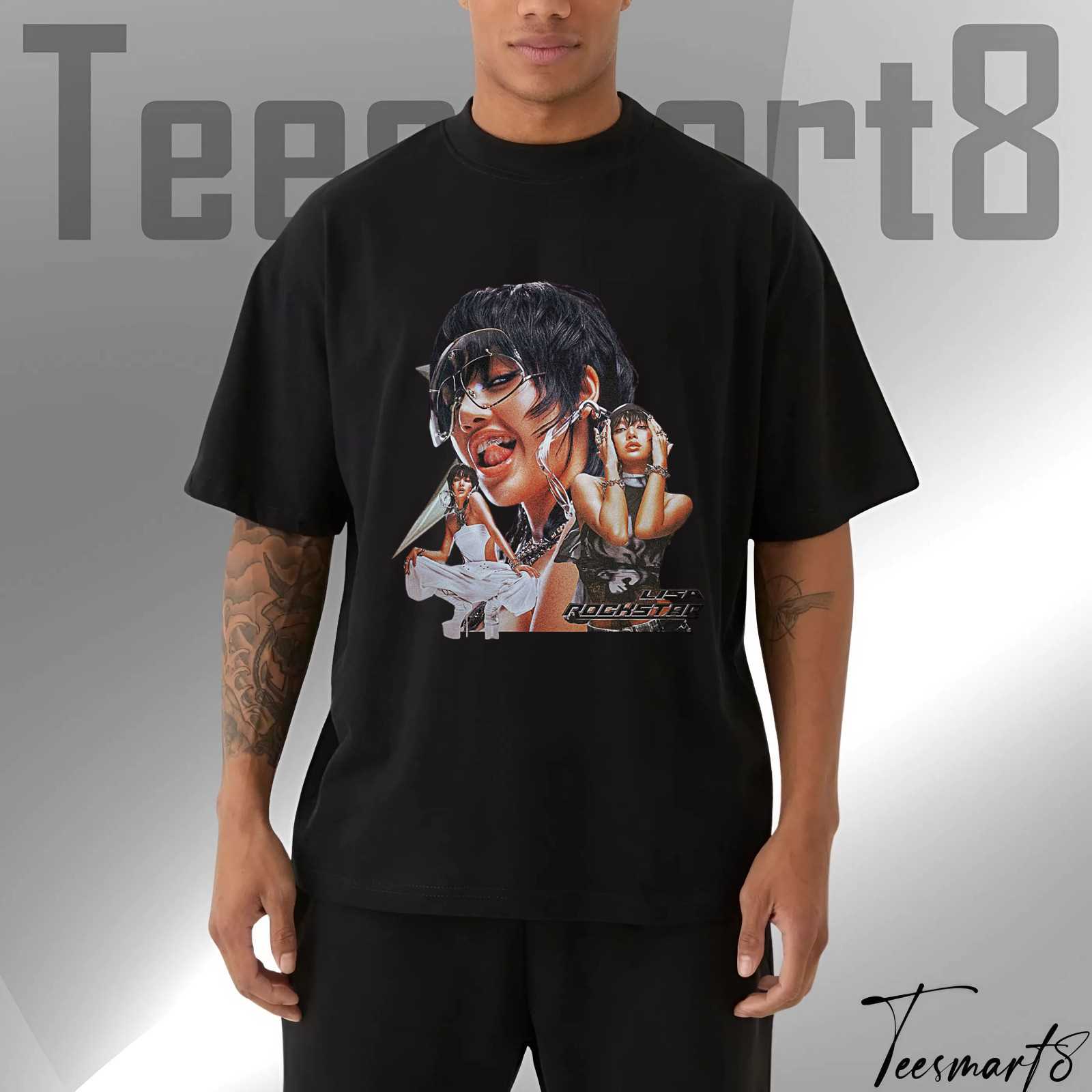 Lisa Rockstar Artwork T-Shirt – Blackpink Lalisa Graphic Tee, Kpop Star Fan Shirt, Streetwear Merch