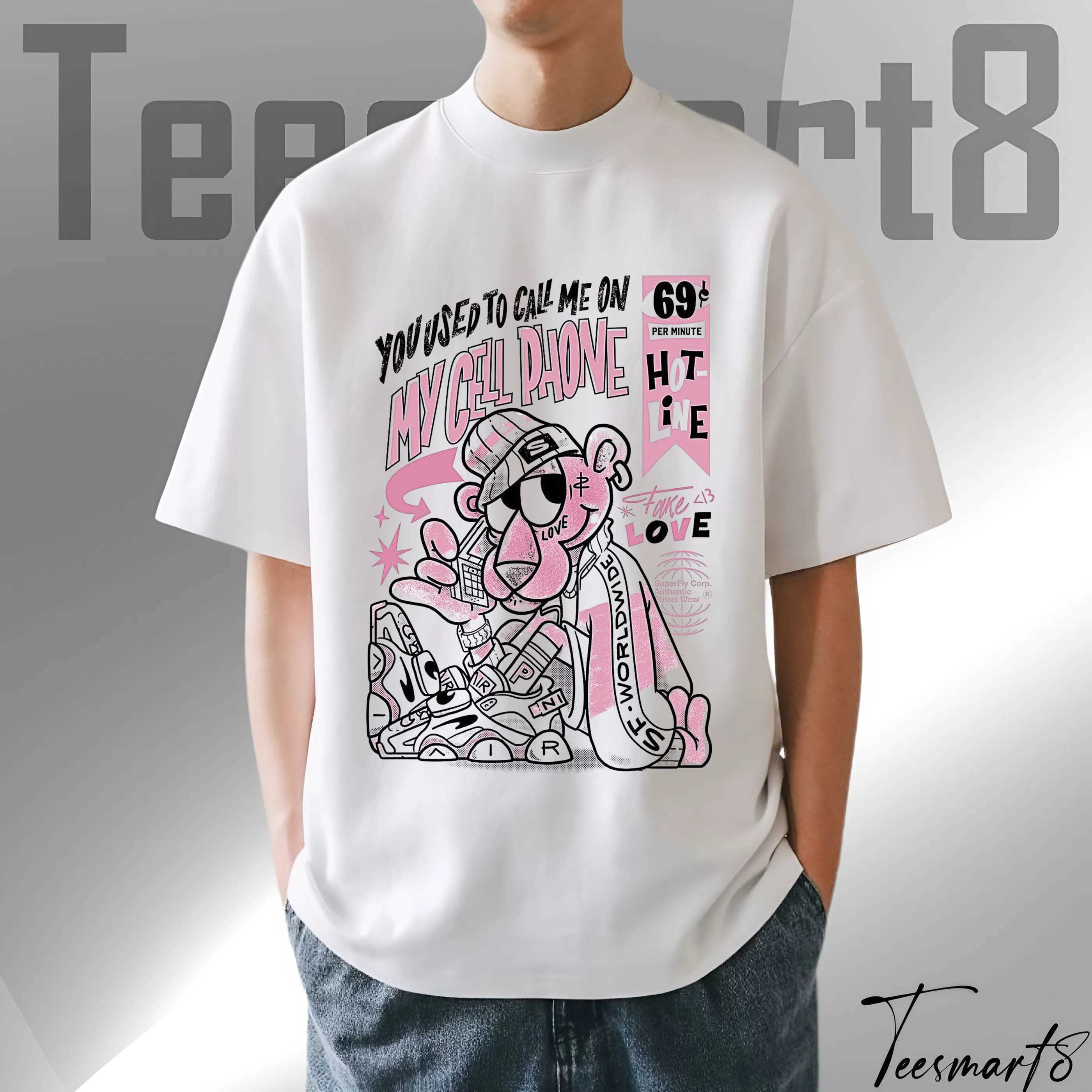 Hotline Love Panther Tee – Retro Y2k Cartoon Shirt