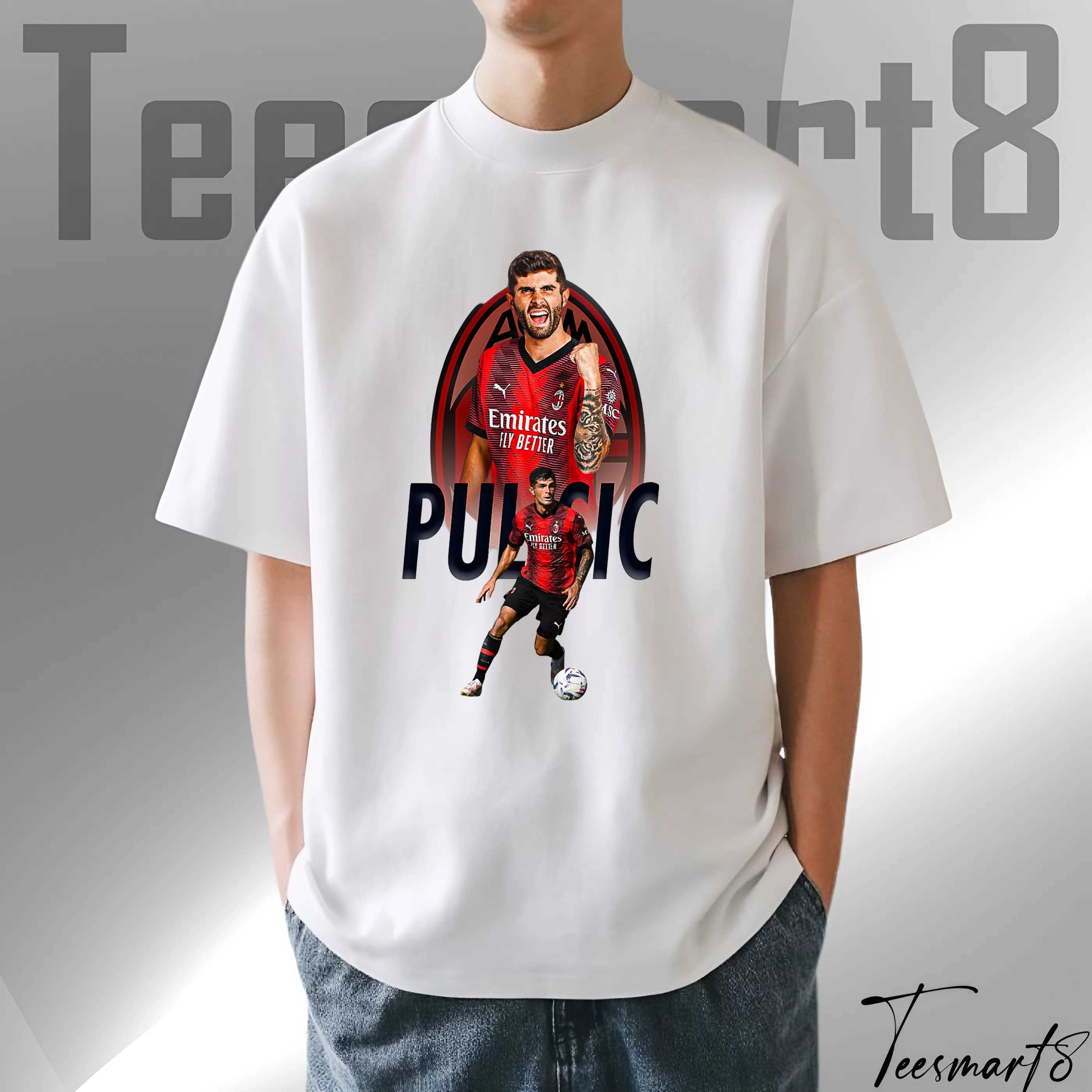 Captain America Pulisic Tee – Red & Black Milan Style Shirt