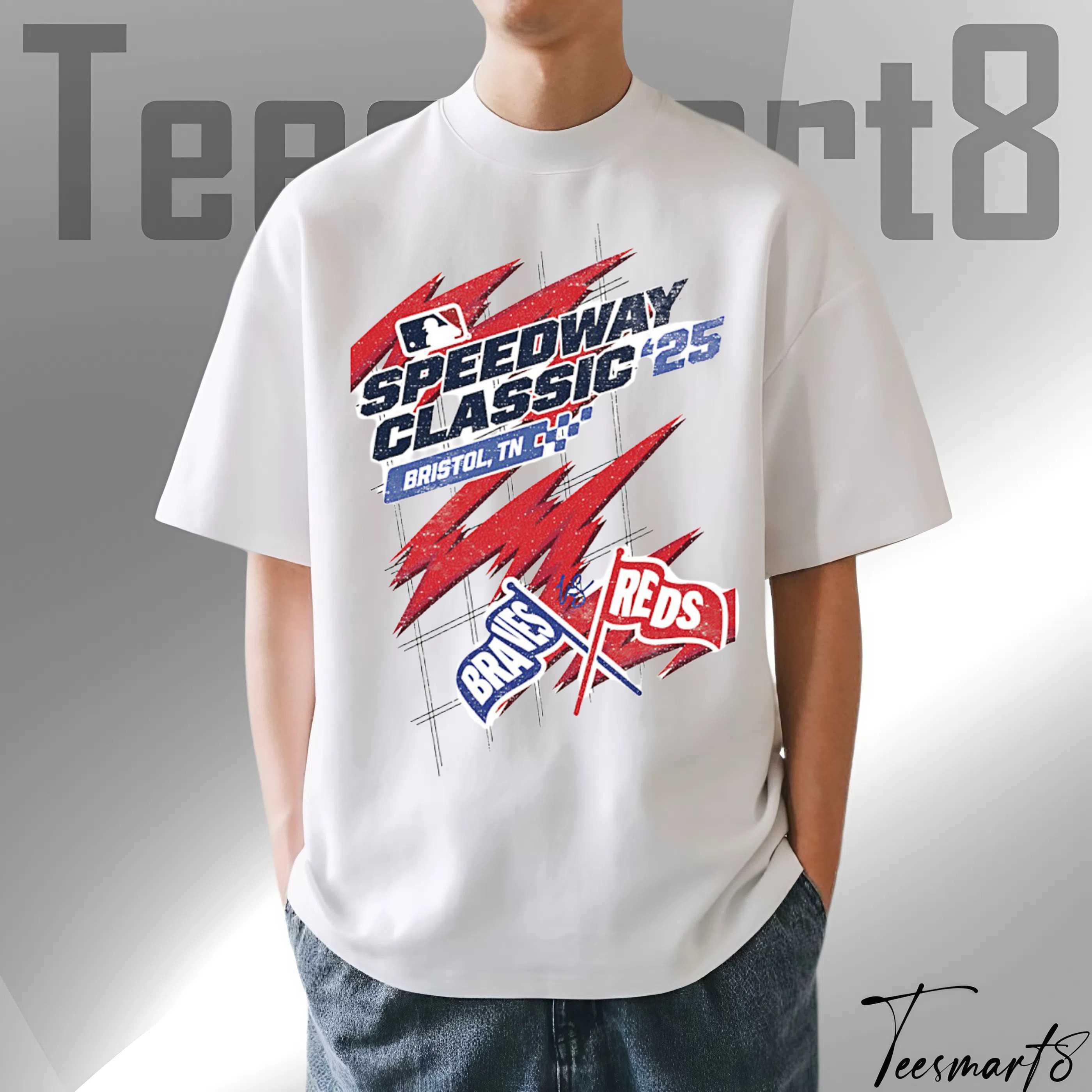 Cincinnati Reds Vs. Atlanta Braves – Speedway Classic 2025 Flags T-Shirt