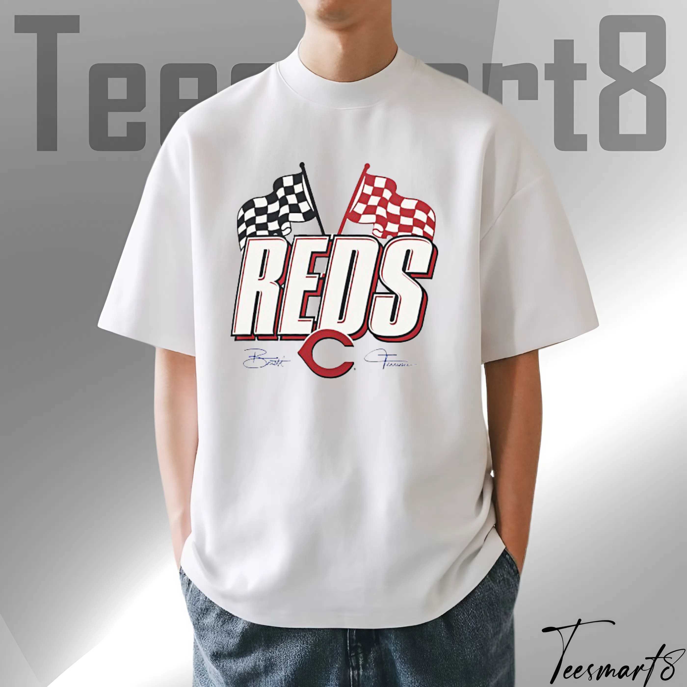 Cincinnati Reds 2025 Mlb Speedway Classic Checkered Flag Shirt