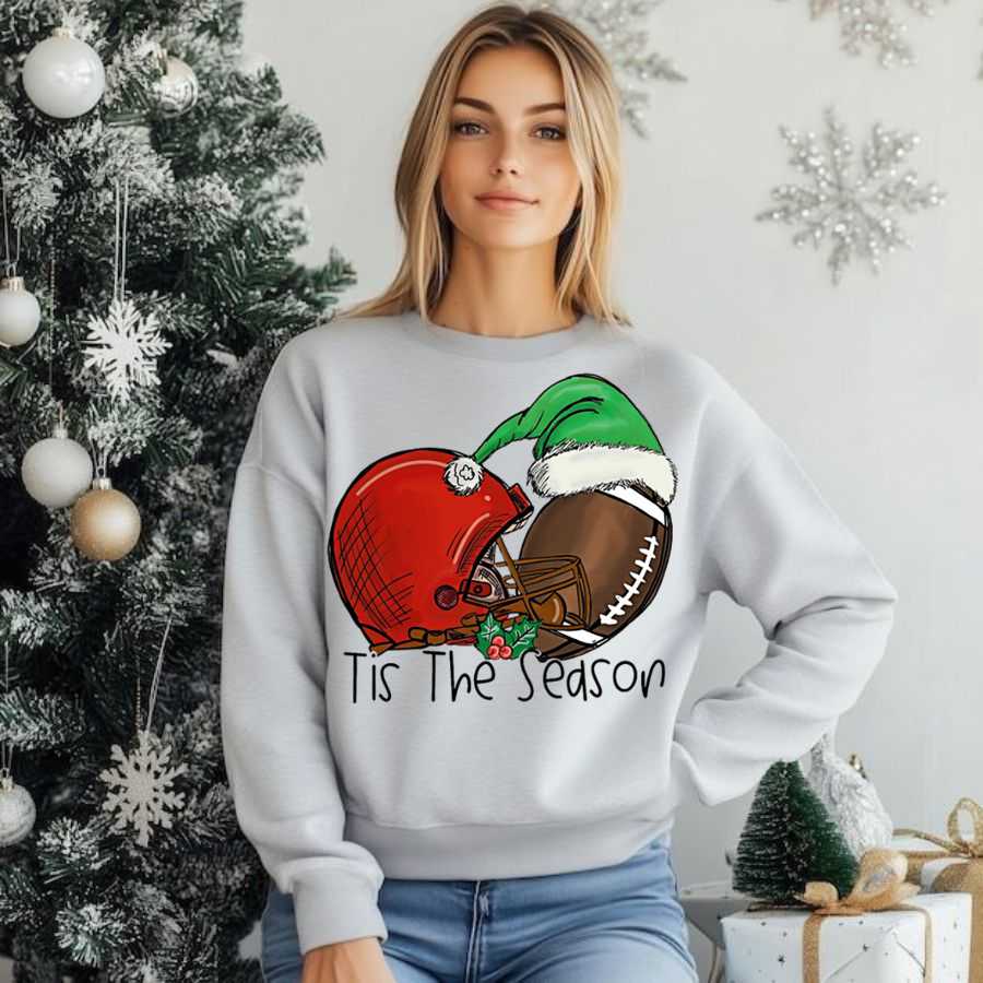Christmas Football Elf Hat Holiday Sweatshirt