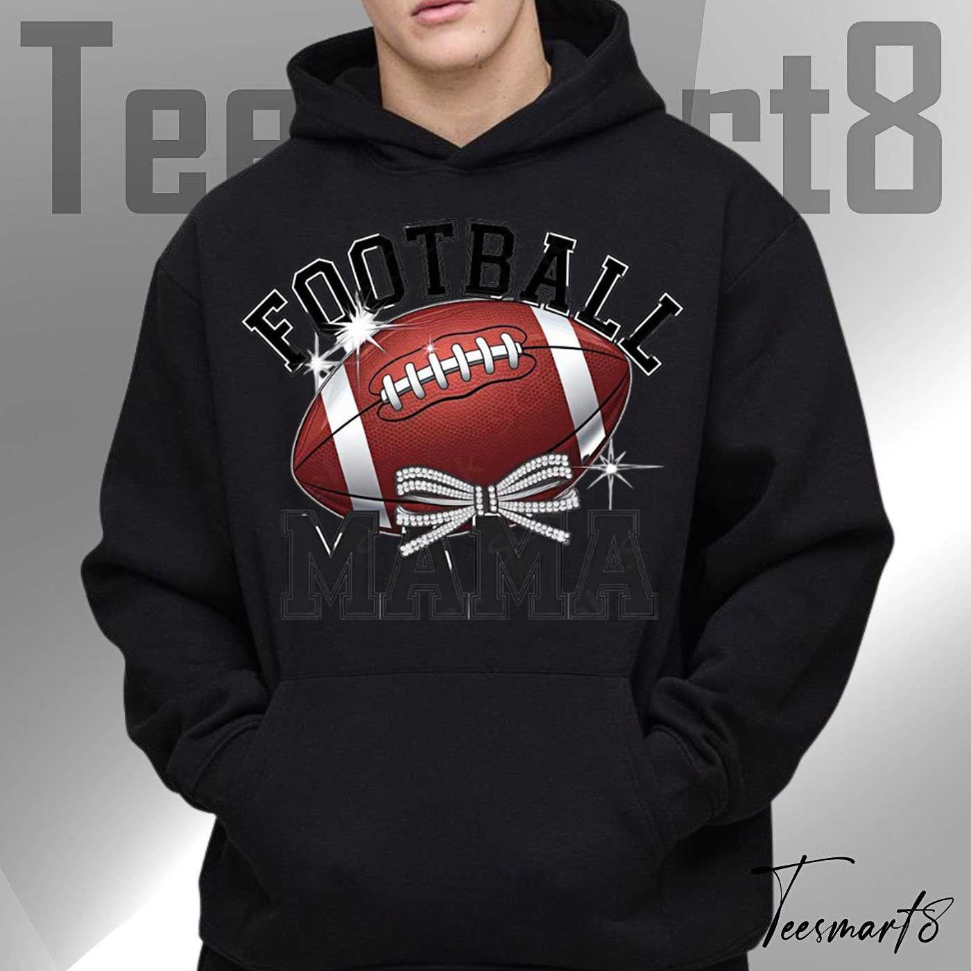Football Mama Rhinestone Bow Game Day Hoodie