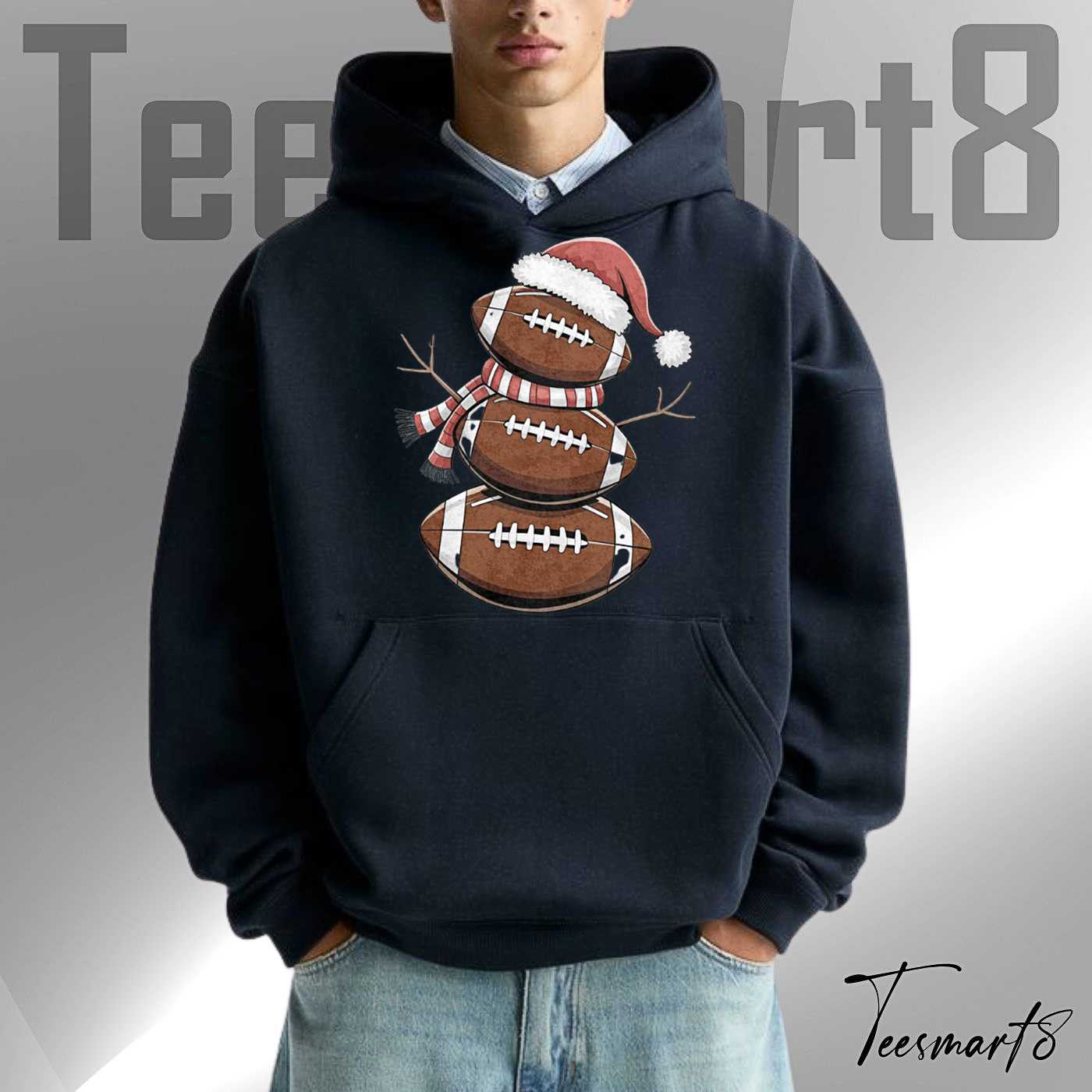 Football Snowman Christmas Holiday Hoodie