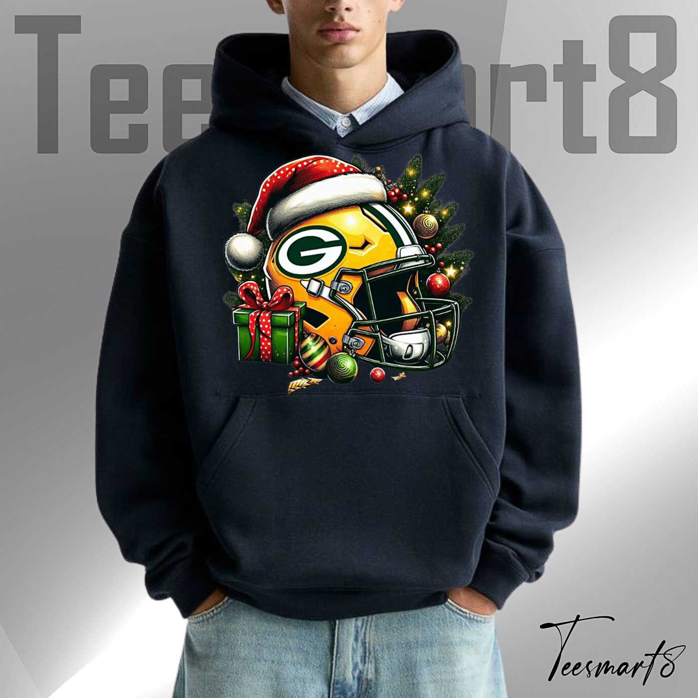 Green Bay Packers Christmas Helmet Art Fan Hoodie