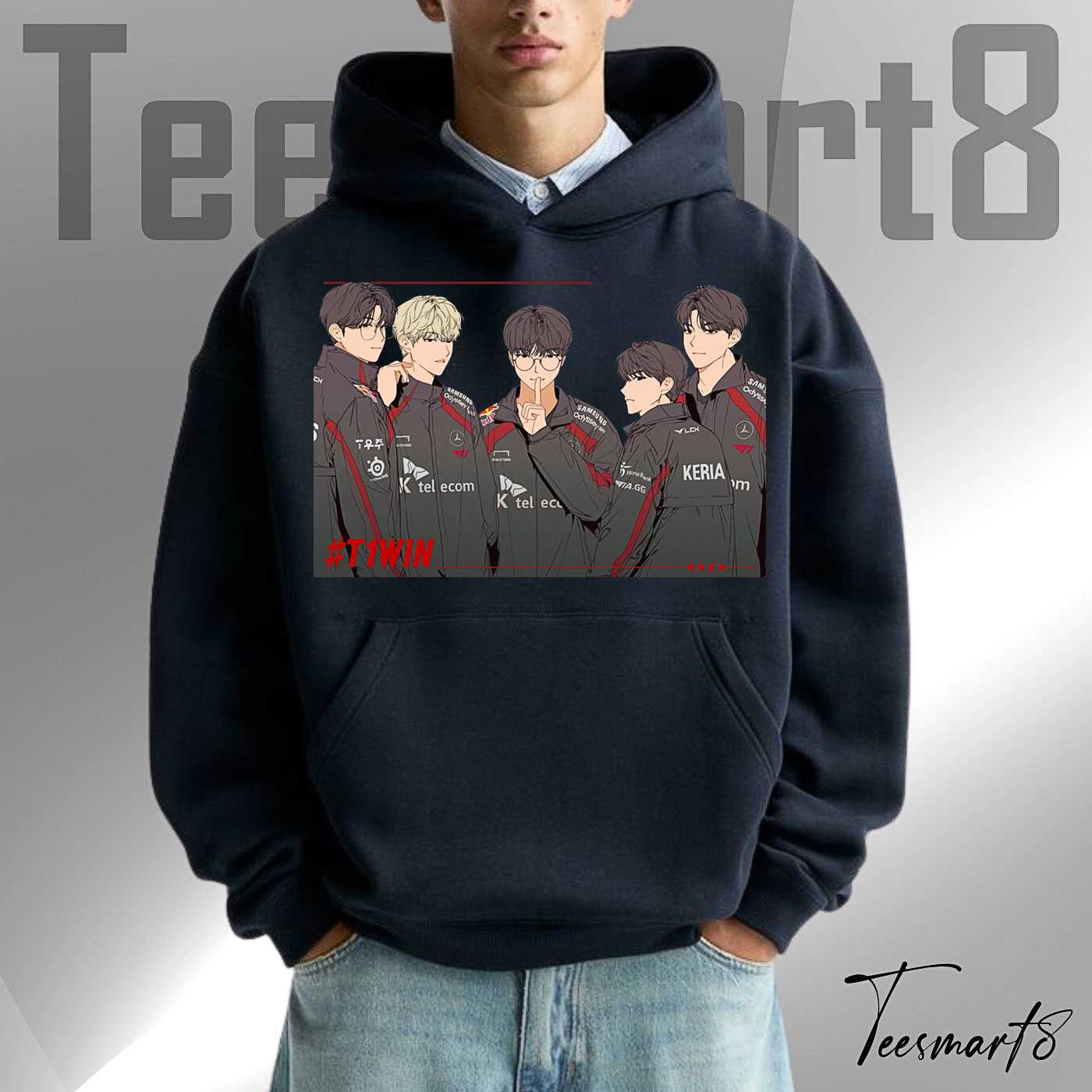T1 Team Graphic Hoodie - Cute Anime/manga Art Style T1 Team Graphic Hoodie - Cute Anime/manga Art Style