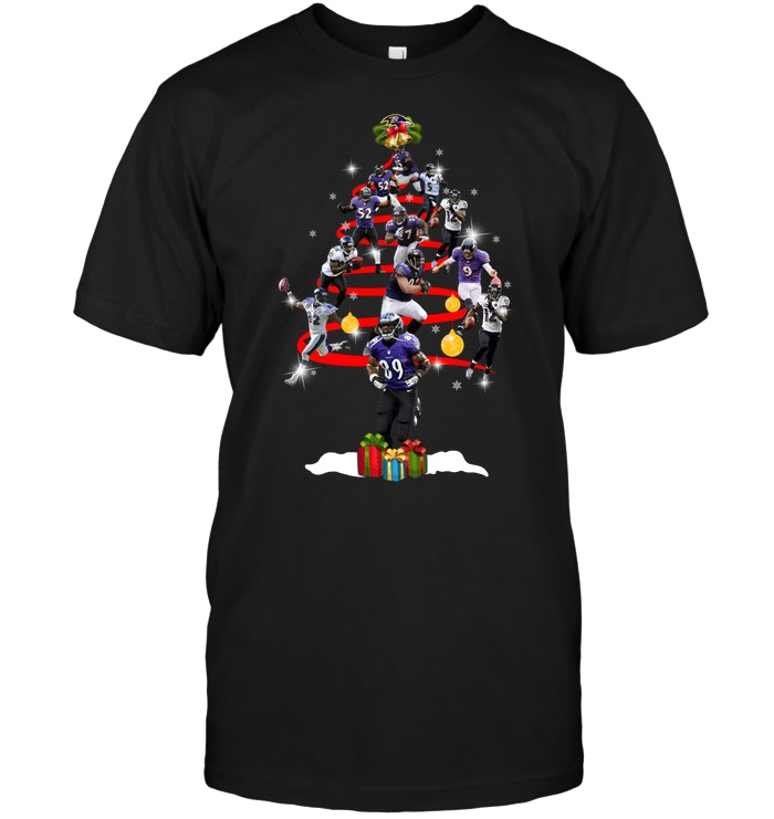 Baltimore Ravens "players Christmas Tree" Holiday T-Shirt Baltimore Ravens "players Christmas Tree" Holiday T-Shirt