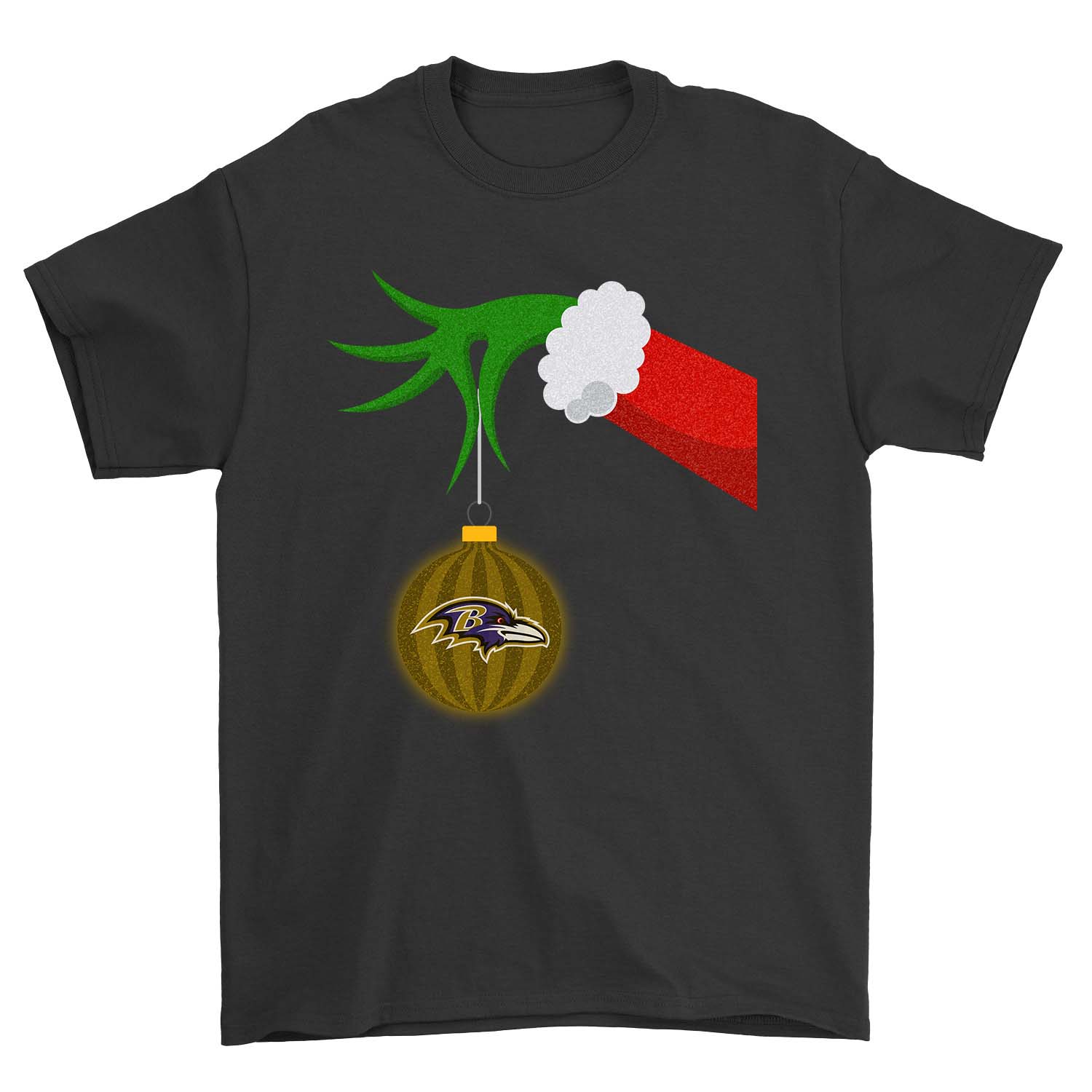 Baltimore Ravens "grinch Hand" Holiday T-Shirt Baltimore Ravens "grinch Hand" Holiday T-Shirt