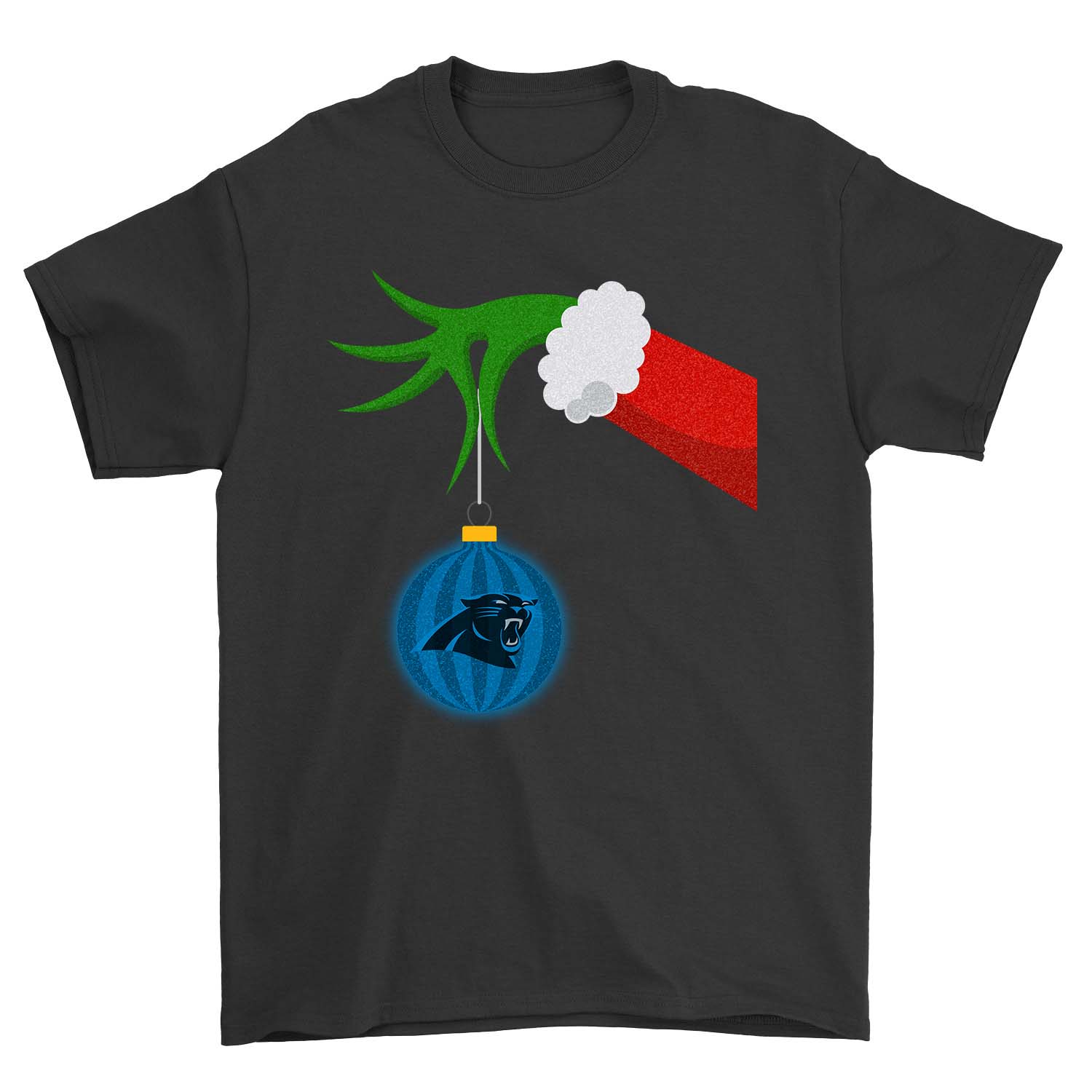 Carolina Panthers "grinch Hand" Holiday T-Shirt Carolina Panthers "grinch Hand" Holiday T-Shirt