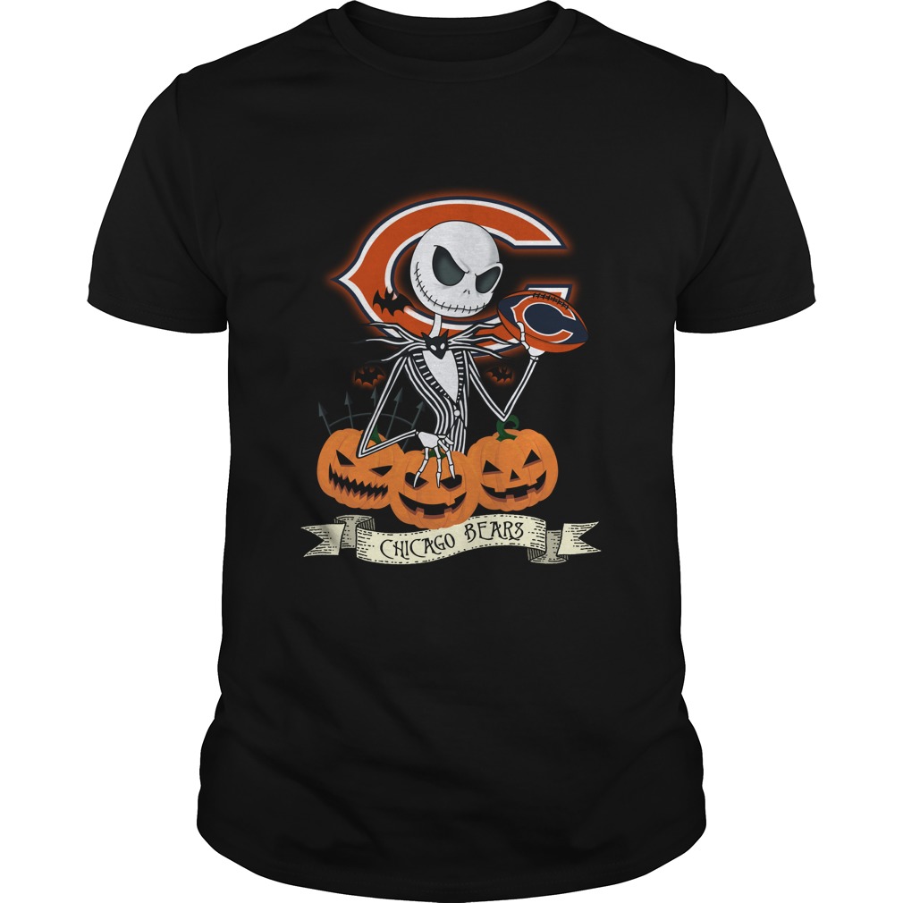 Chicago Bears Halloween "jack Skellington" T-Shirt Chicago Bears Halloween "jack Skellington" T-Shirt
