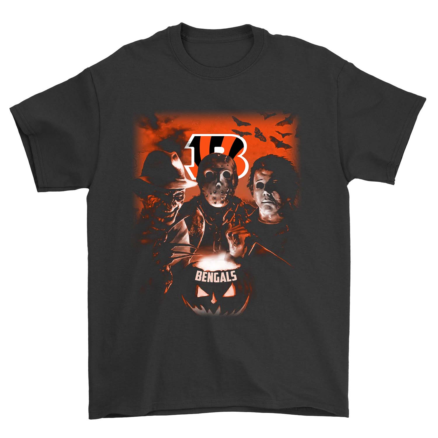 Cincinnati Bengals "horror Icon" Crossover T-Shirt Cincinnati Bengals "horror Icon" Crossover T-Shirt