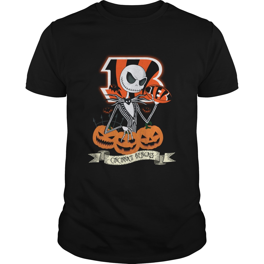 Cincinnati Bengals Halloween "jack Skellington" T-Shirt Cincinnati Bengals Halloween "jack Skellington" T-Shirt