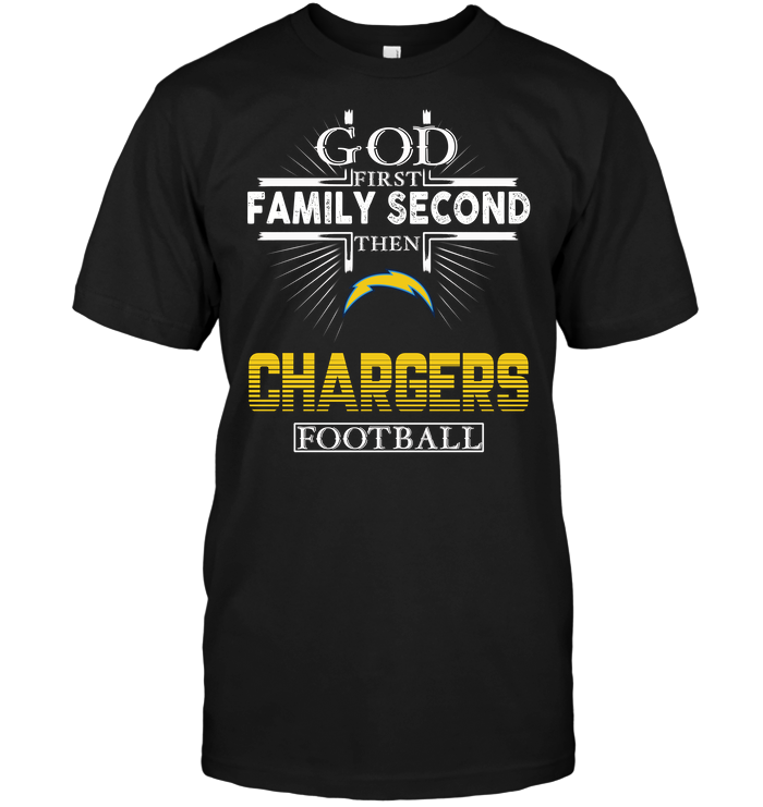 Los Angeles Chargers "god, Family, Football" T-Shirt Los Angeles Chargers "god, Family, Football" T-Shirt
