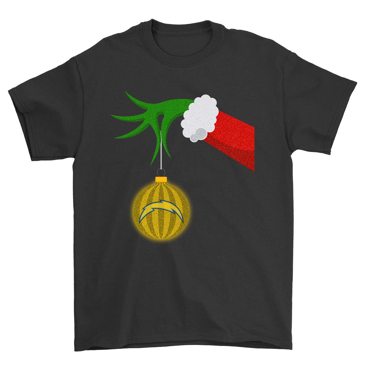 Los Angeles Chargers "grinch Hand" Holiday T-Shirt Los Angeles Chargers "grinch Hand" Holiday T-Shirt