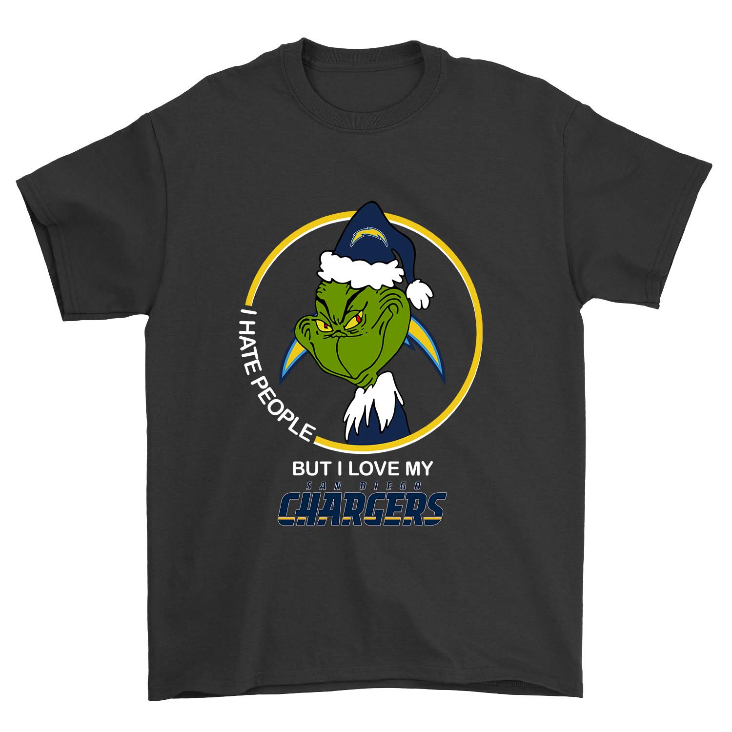 Los Angeles Chargers "grinch - I Hate People" T-Shirt Los Angeles Chargers "grinch - I Hate People" T-Shirt