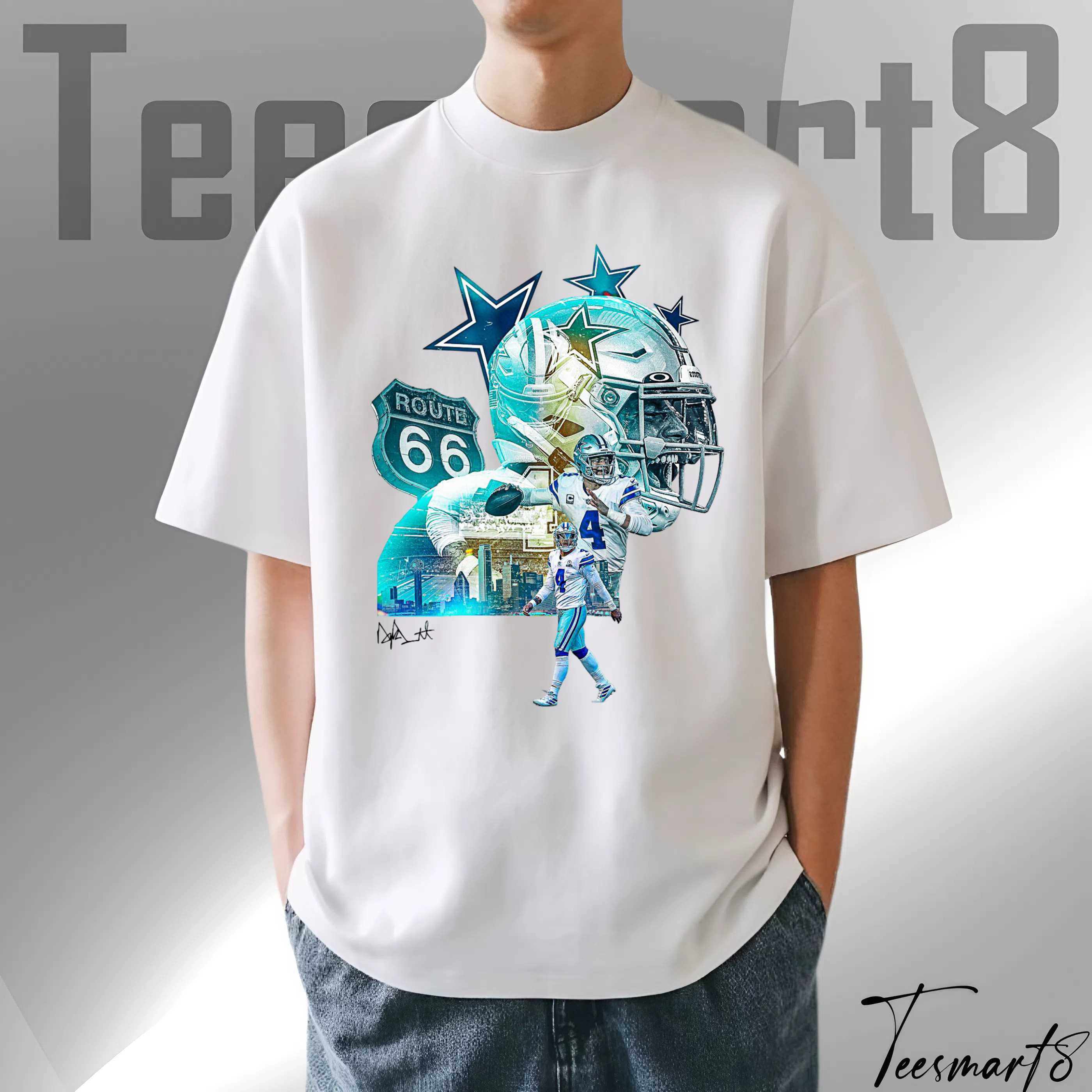 Dak Prescott Football T Shirt – Vintage Style Nfl Quarterback Graphic Tee For Cowboys Fans