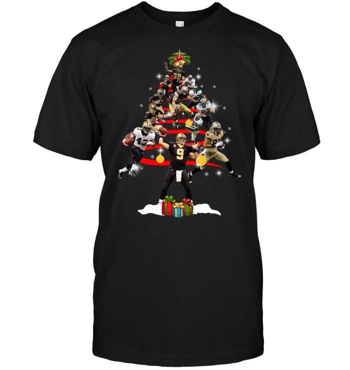 New Orleans Saints "players Christmas Tree" Holiday T-Shirt New Orleans Saints "players Christmas Tree" Holiday T-Shirt