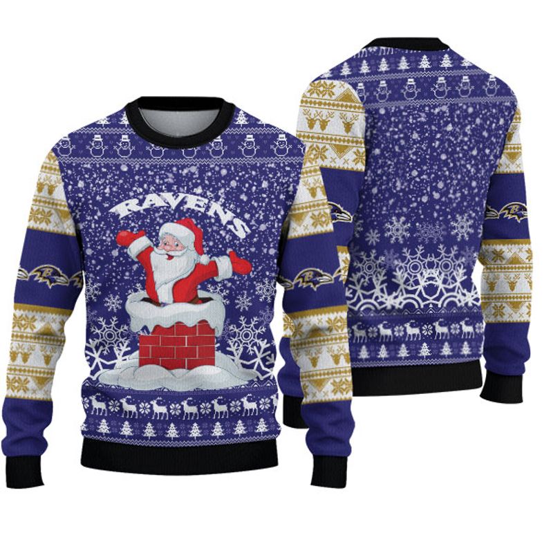 Baltimore Ravens "funny Santa" Ugly Christmas Sweater