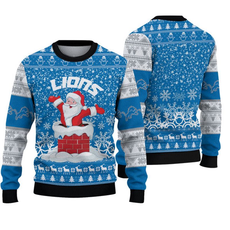 Detroit Lions "funny Santa" Holiday Sweatshirt