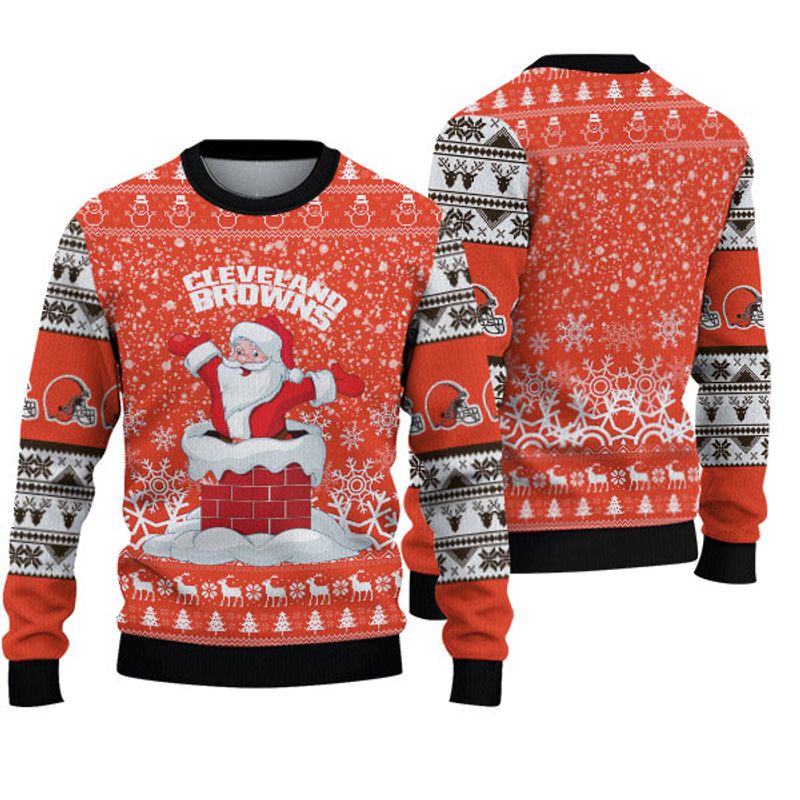 Cleveland Browns "funny Santa" Ugly Christmas Sweatshirt