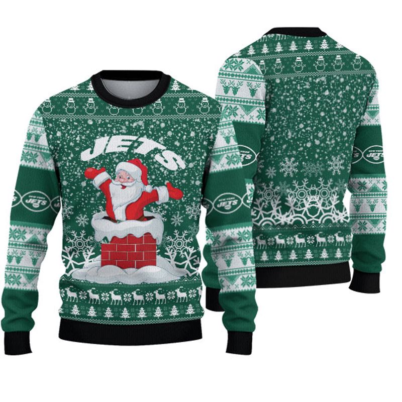 New York Jets "funny Santa" Ugly Christmas Sweatshirt
